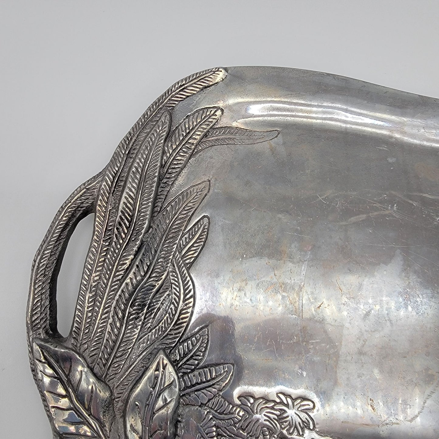 Vintage Hacienda Real Pewter Tropical Bird Serving Tray