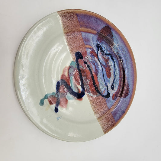 Bruce Larrabee Art Pottery Decorative Plate Abstract Tornado Design