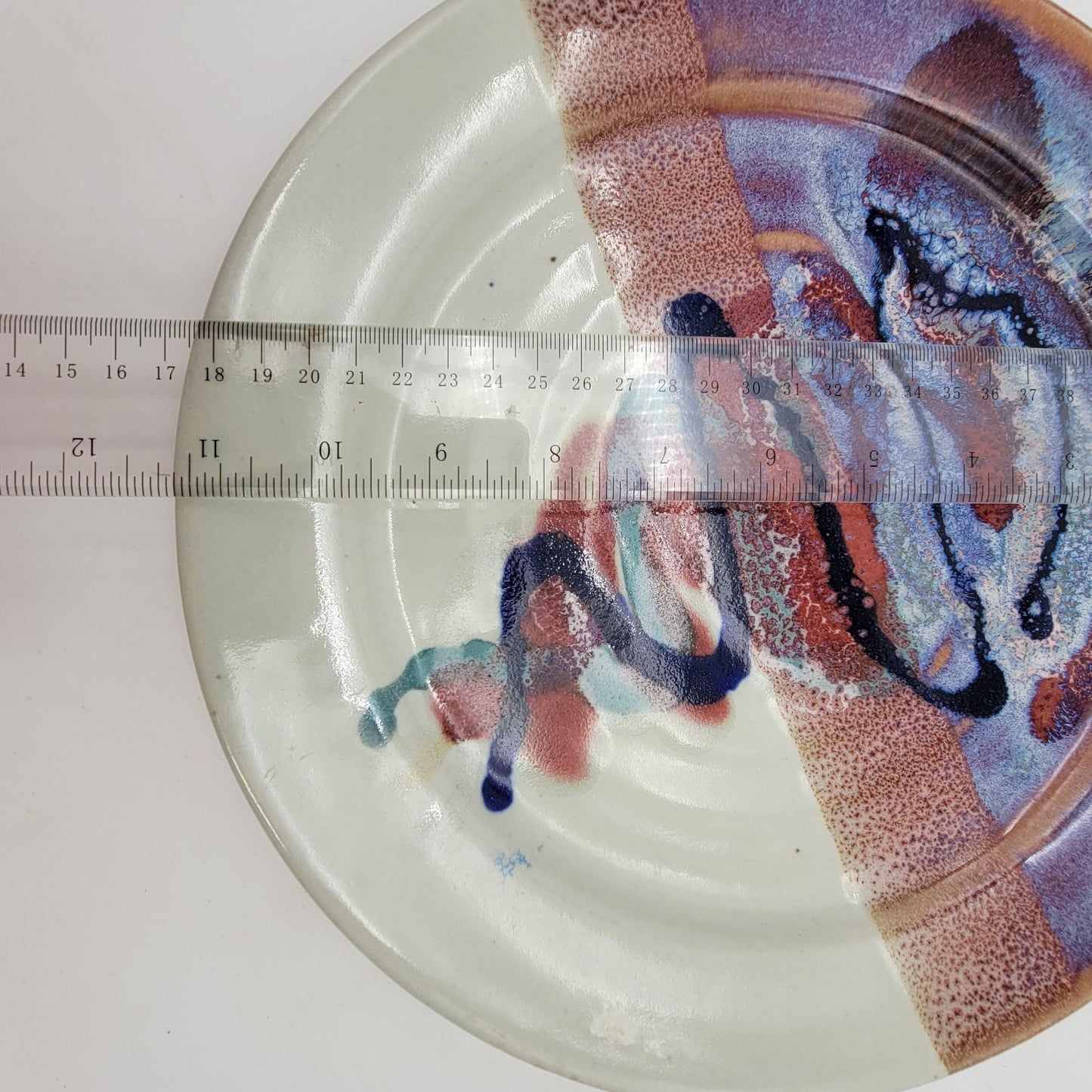 Bruce Larrabee Art Pottery Decorative Plate Abstract Tornado Design