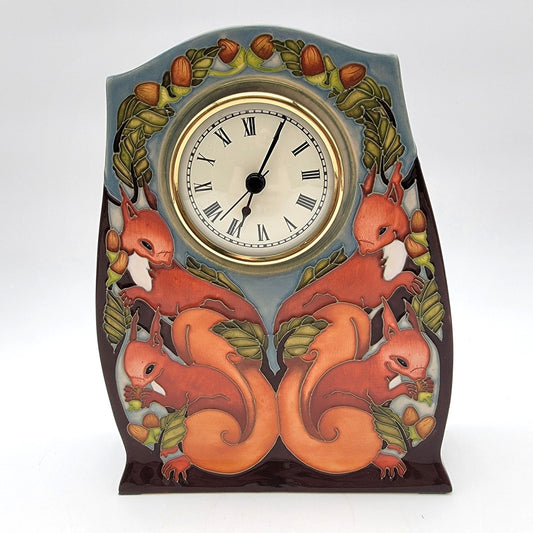 Moorcroft Red Squirrels Limited Edition Mantel Clock By Vicky Lovatt