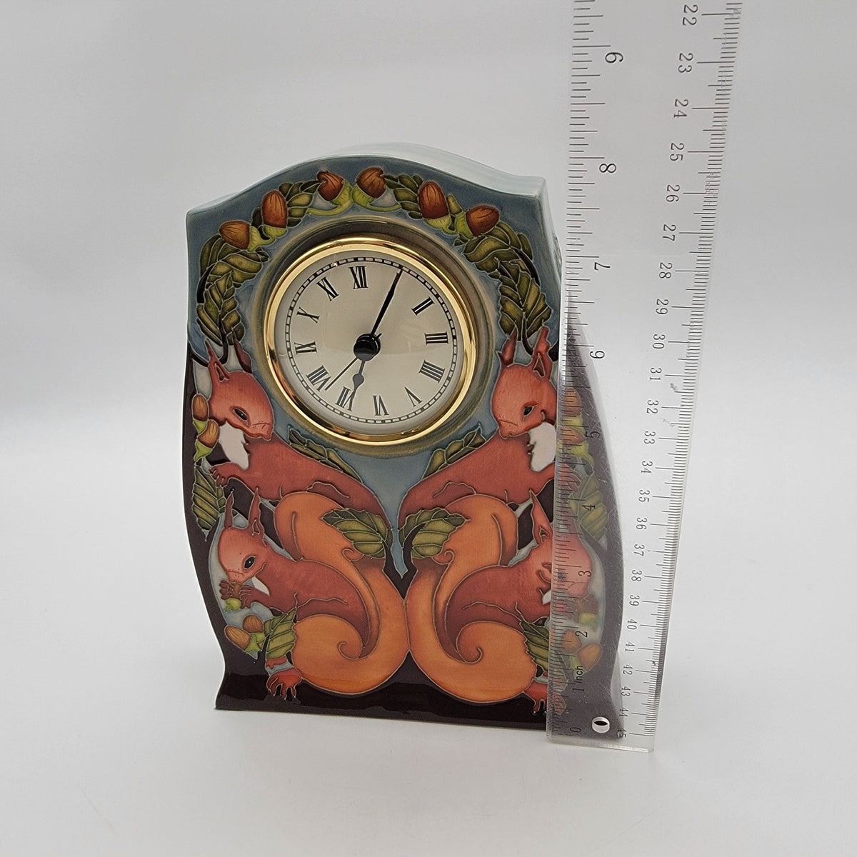Moorcroft Red Squirrels Limited Edition Mantel Clock By Vicky Lovatt