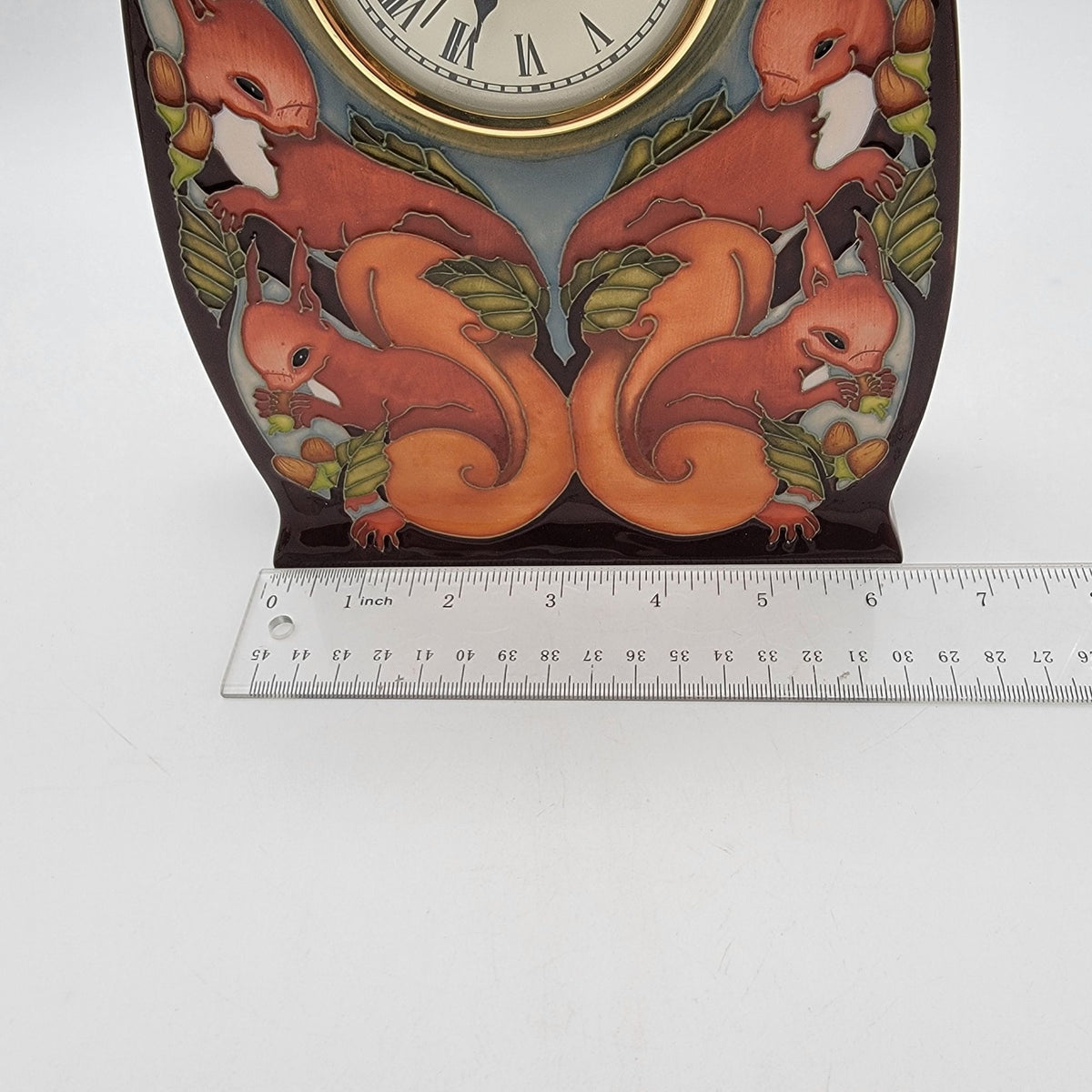 Moorcroft Red Squirrels Limited Edition Mantel Clock By Vicky Lovatt