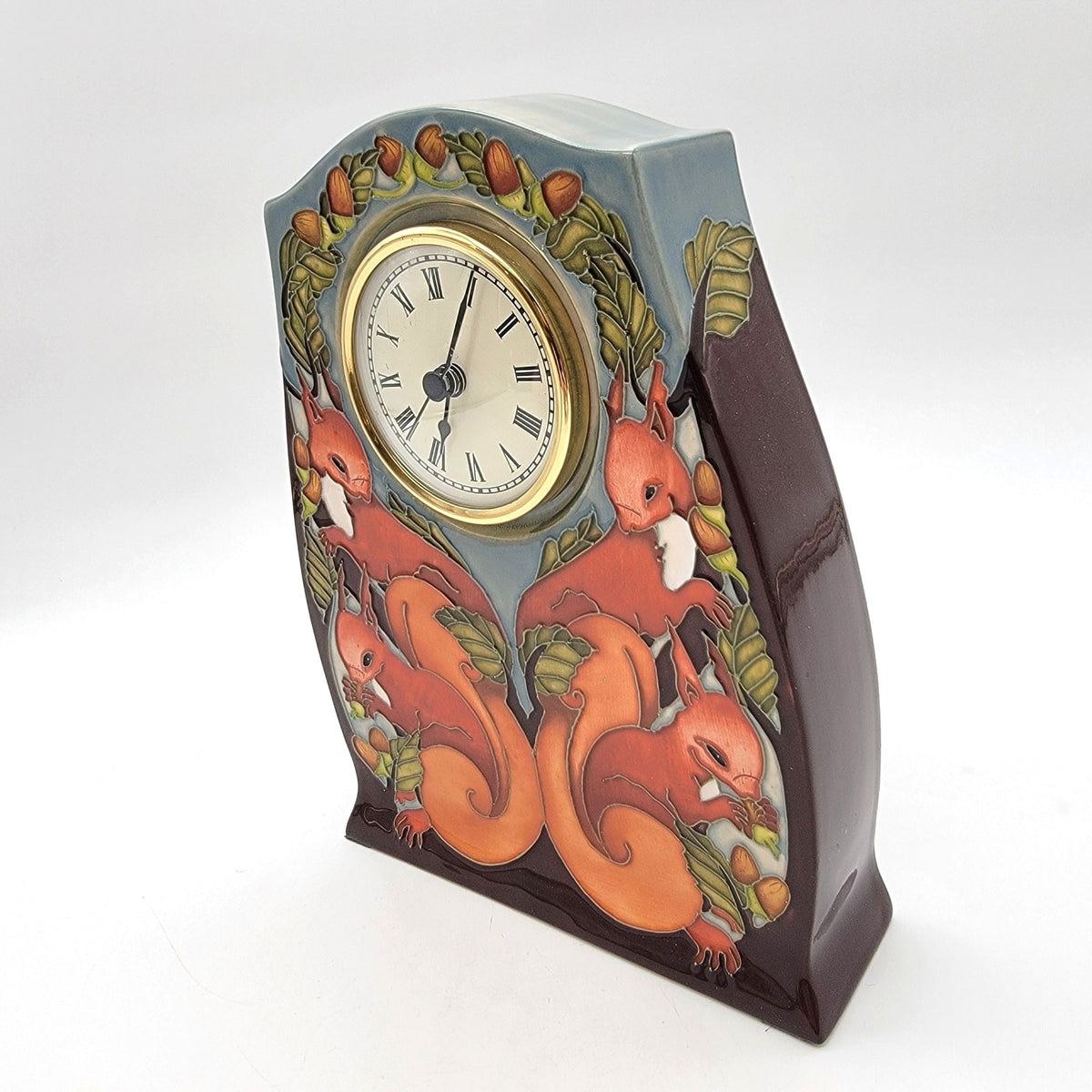 Moorcroft Red Squirrels Limited Edition Mantel Clock By Vicky Lovatt