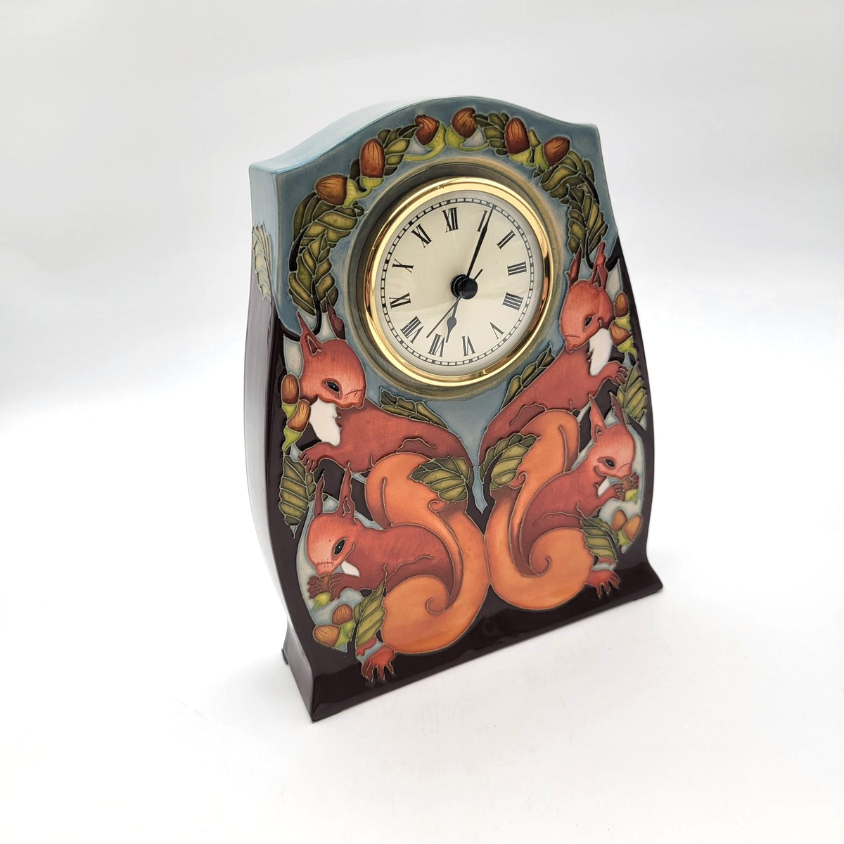 Moorcroft Red Squirrels Limited Edition Mantel Clock By Vicky Lovatt