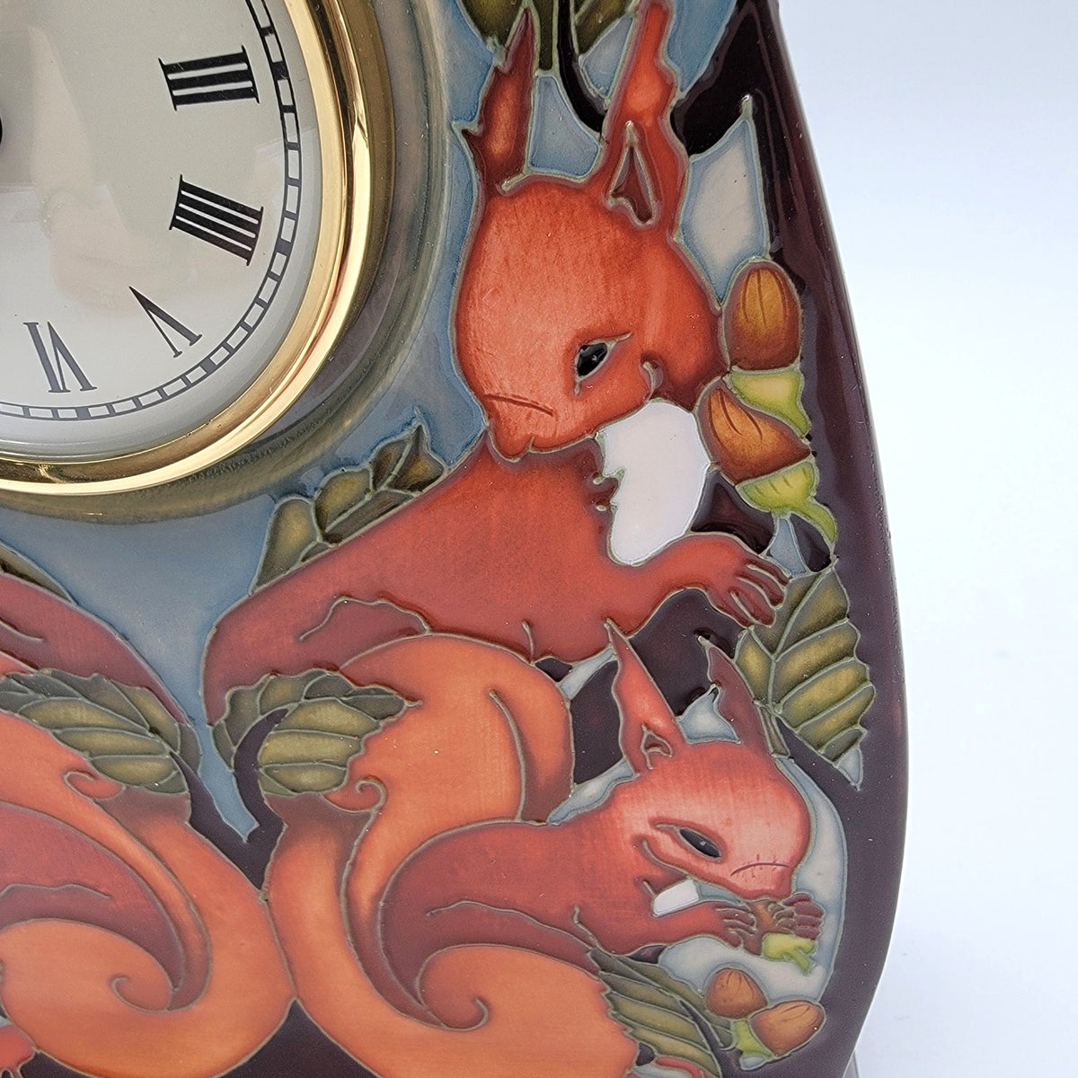 Moorcroft Red Squirrels Limited Edition Mantel Clock By Vicky Lovatt