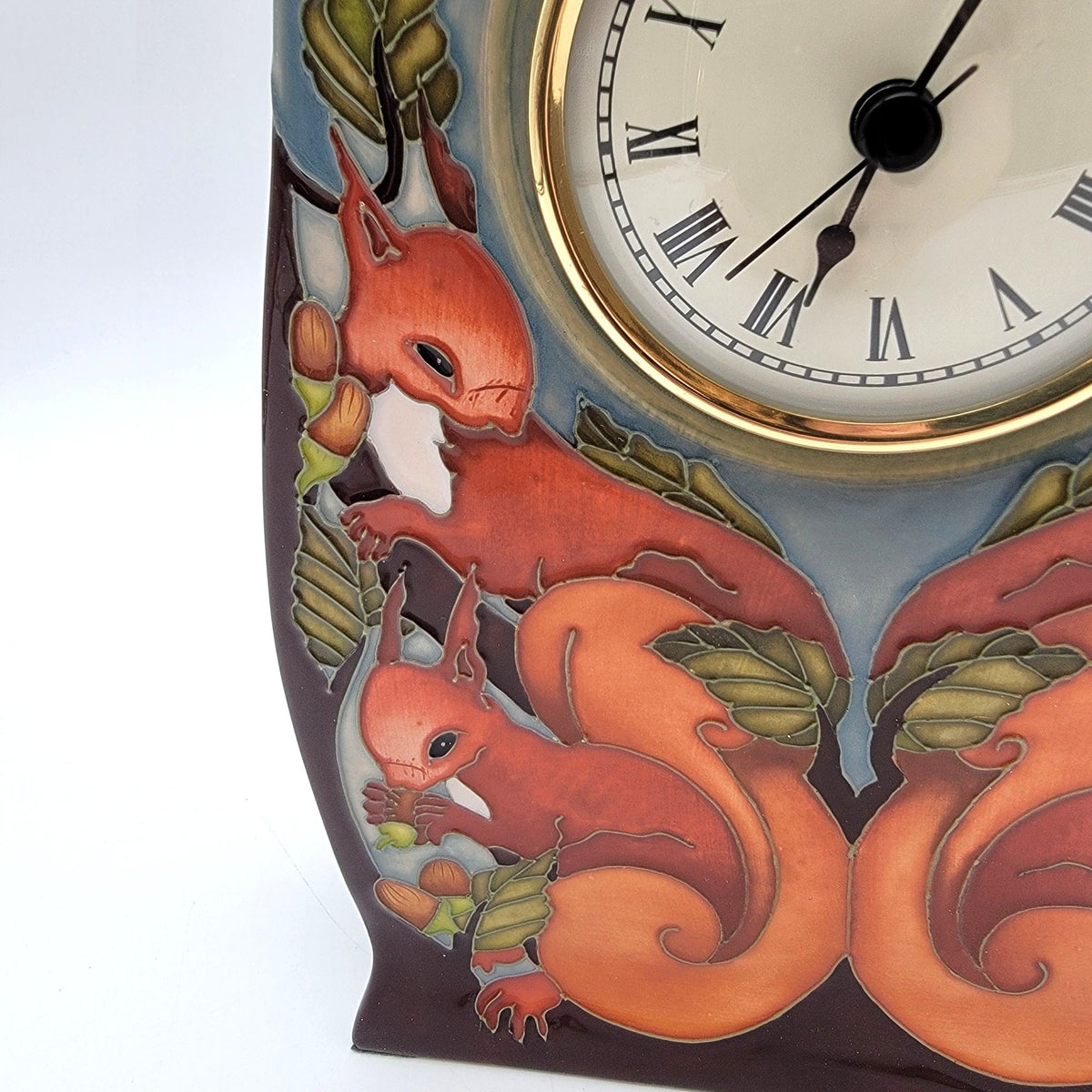 Moorcroft Red Squirrels Limited Edition Mantel Clock By Vicky Lovatt