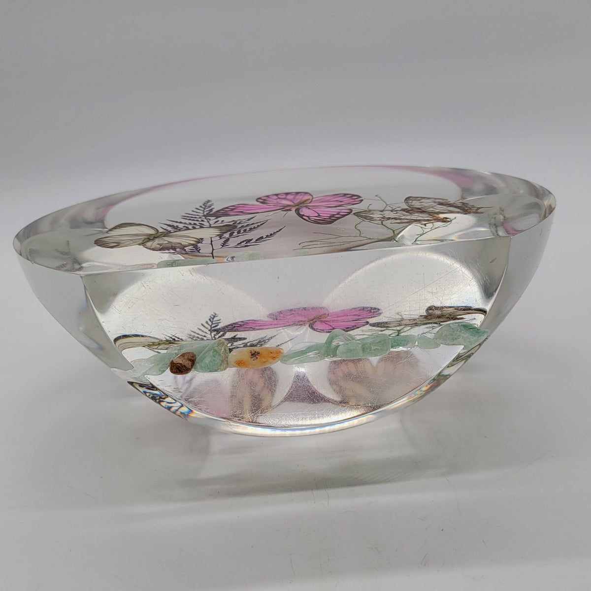 Large 1970s Faceted Lucite Butterfly Sculpture