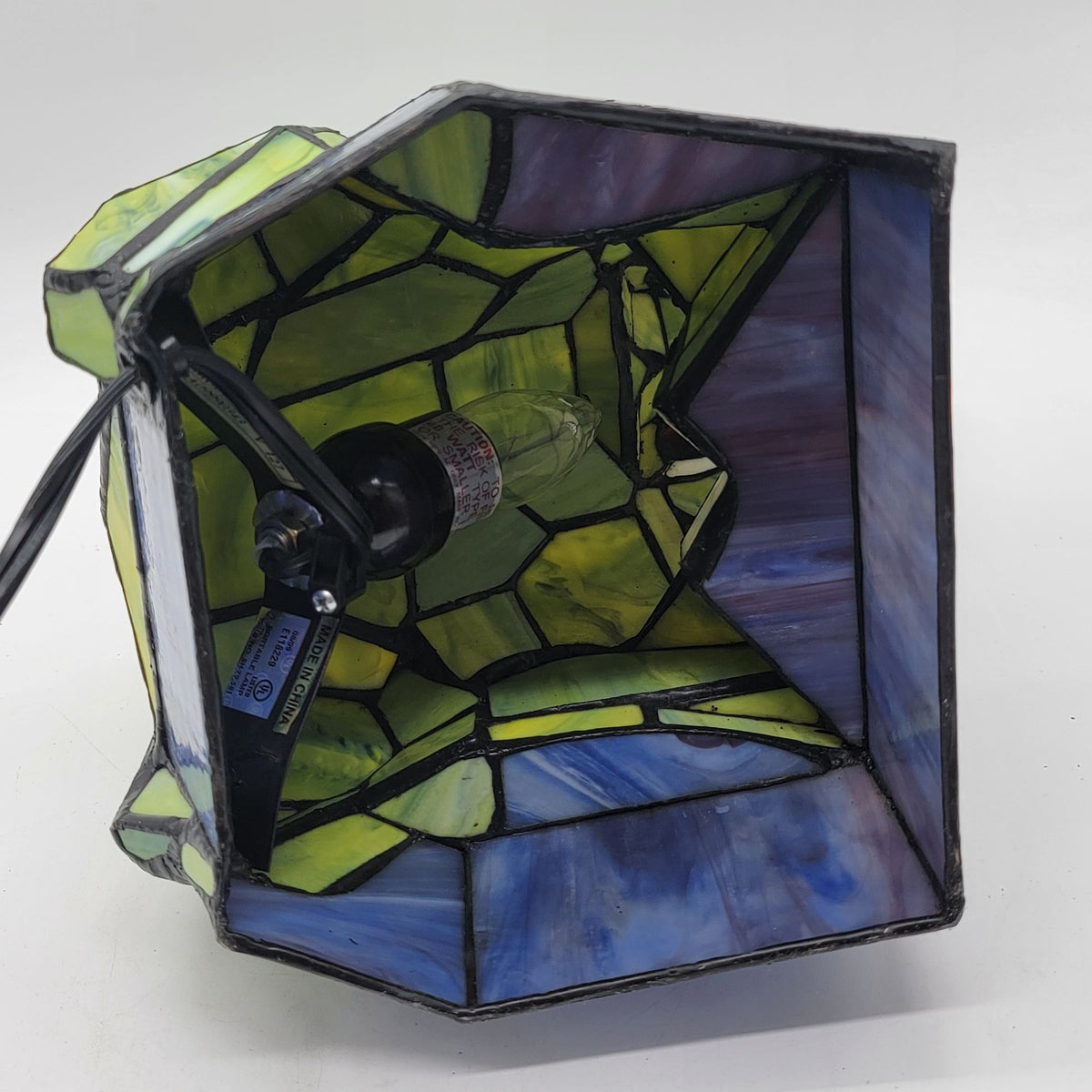 Large Tiffany Style Stained Glass Frog Accent Lamp