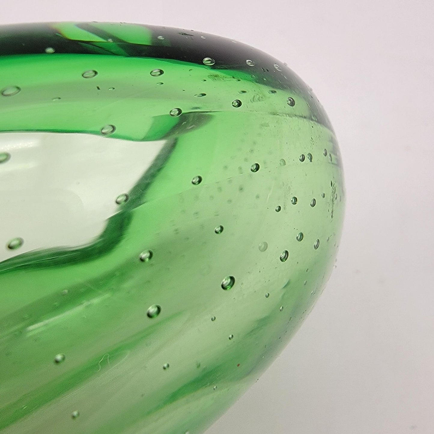 Vintage Murano Bullicante Green Art Glass Ashtray