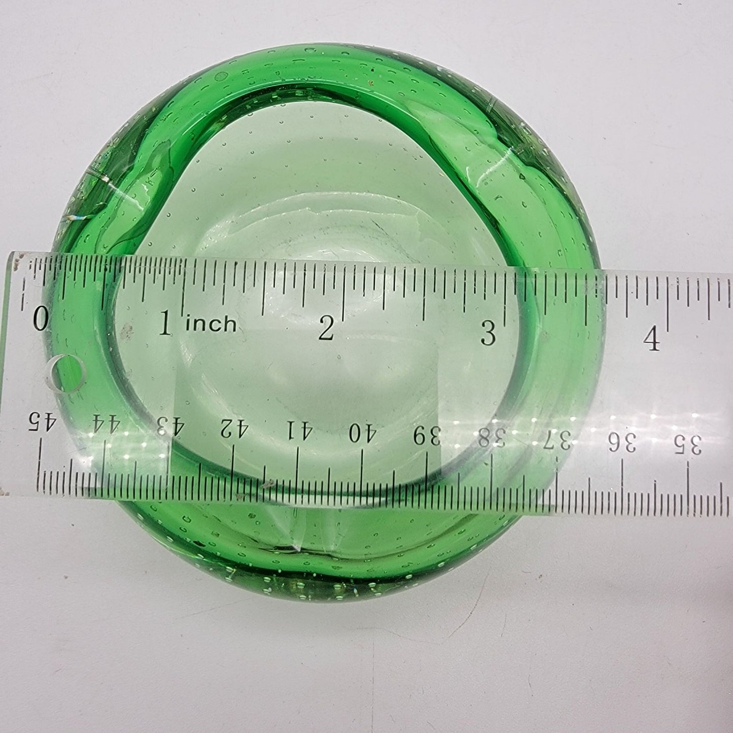 Vintage Murano Bullicante Green Art Glass Ashtray
