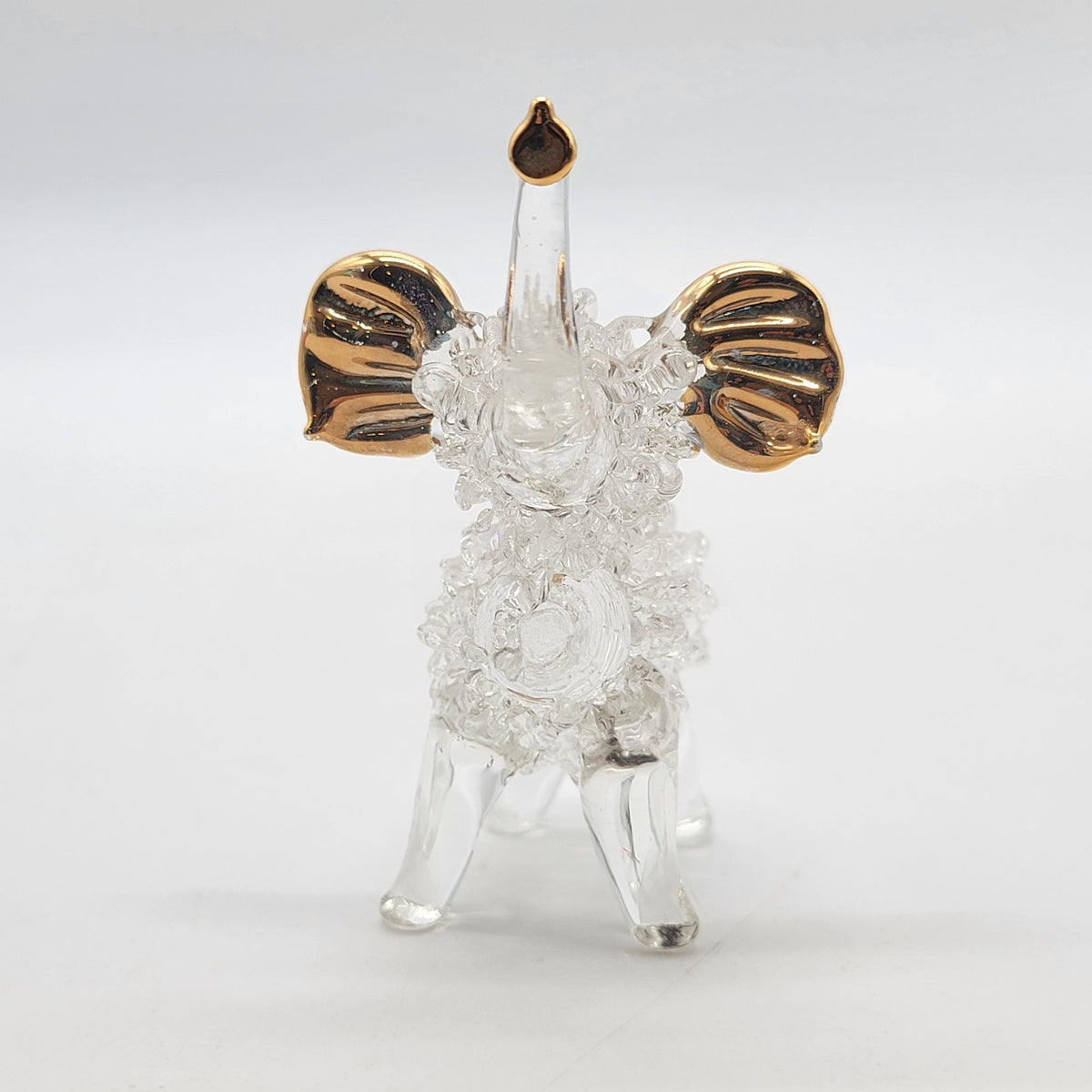 Vintage Spun Glass Elephant Figurine With 22KT Gold Accents