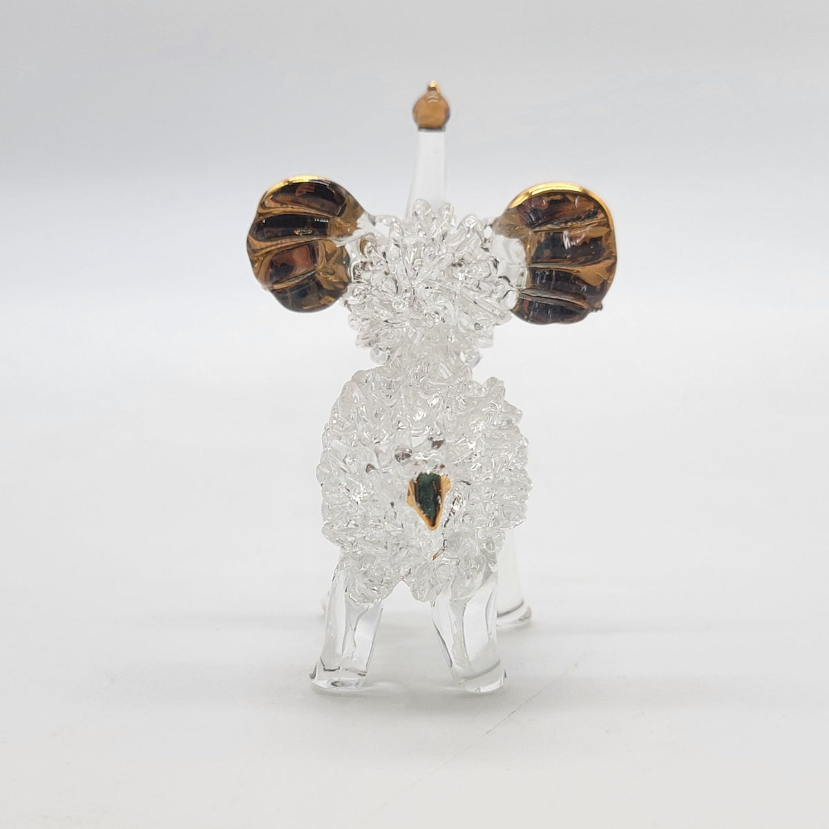 Vintage Spun Glass Elephant Figurine With 22KT Gold Accents