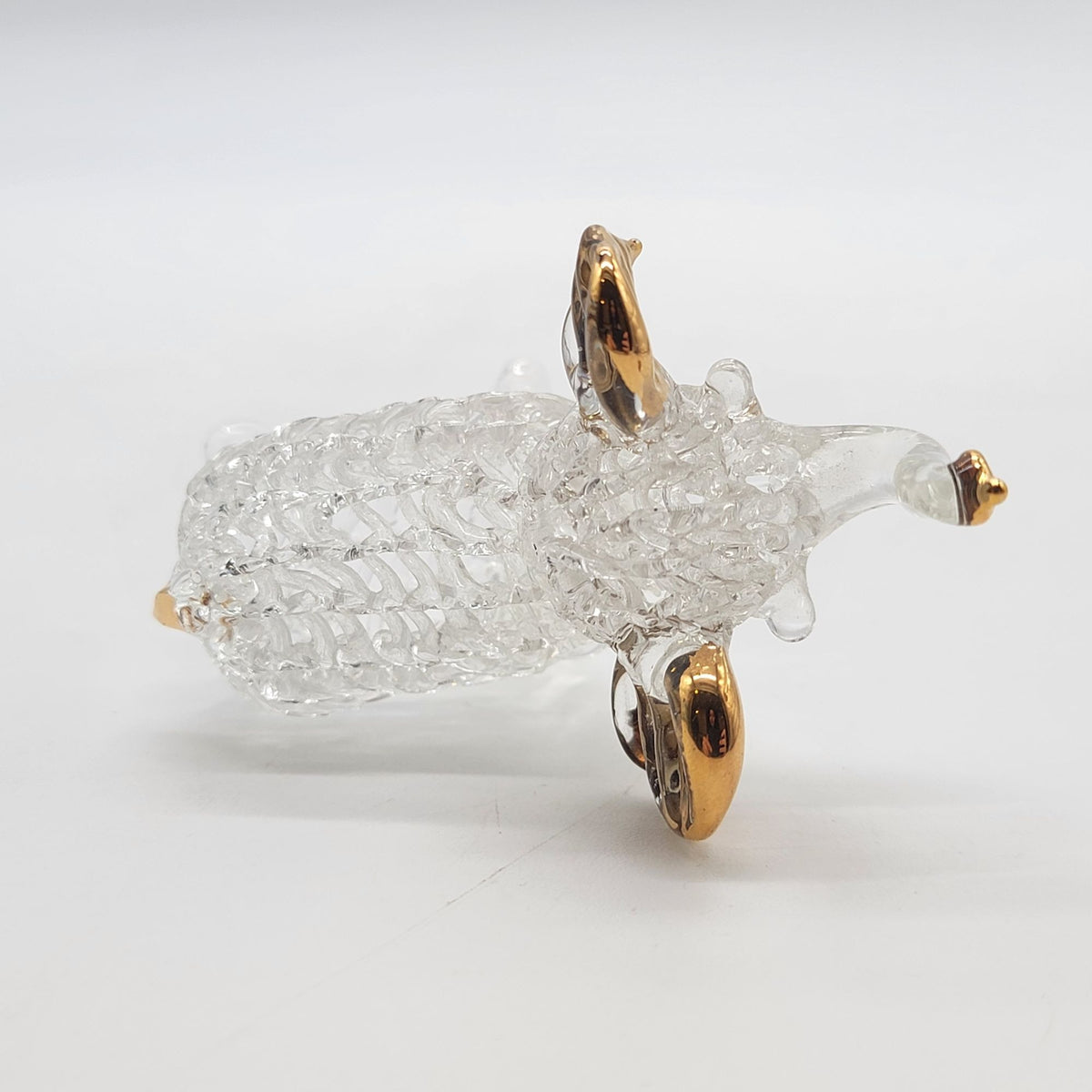 Vintage Spun Glass Elephant Figurine With 22KT Gold Accents