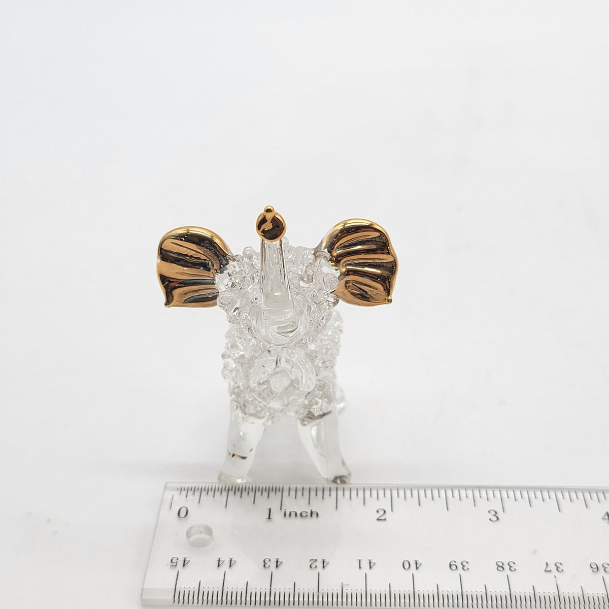 Vintage Spun Glass Elephant Figurine With 22KT Gold Accents