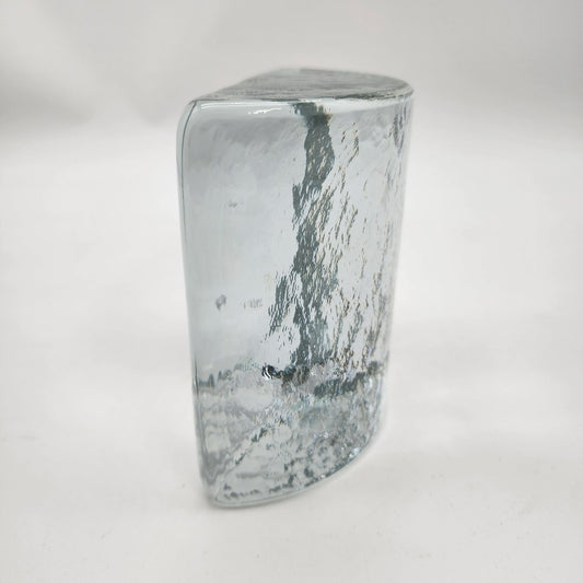 Blenko Clear Glass Half Moon Bookend