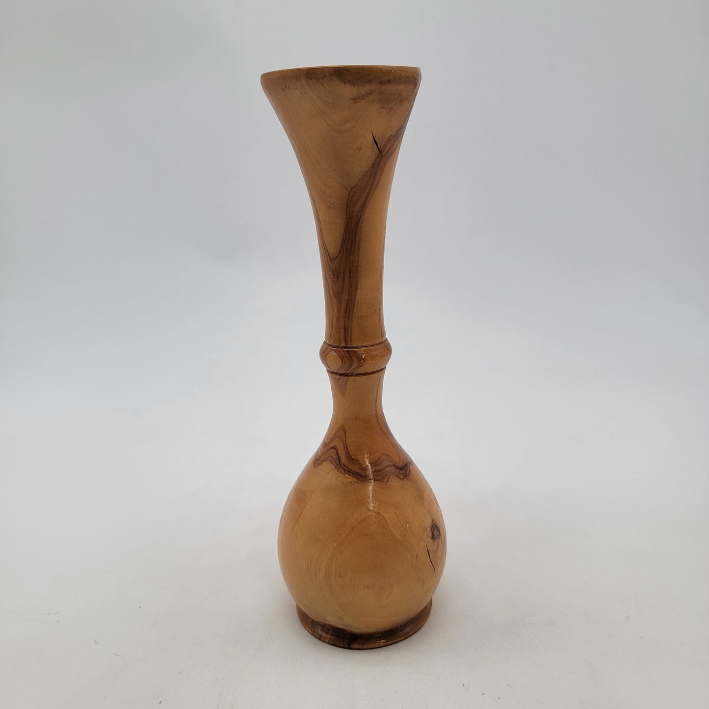 Hand Carved Tall Wood Vase