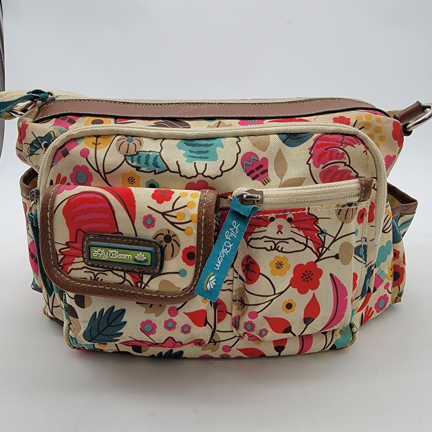 Lily Bloom Cat Print Organizer Crossbody Purse Adjustable Strap
