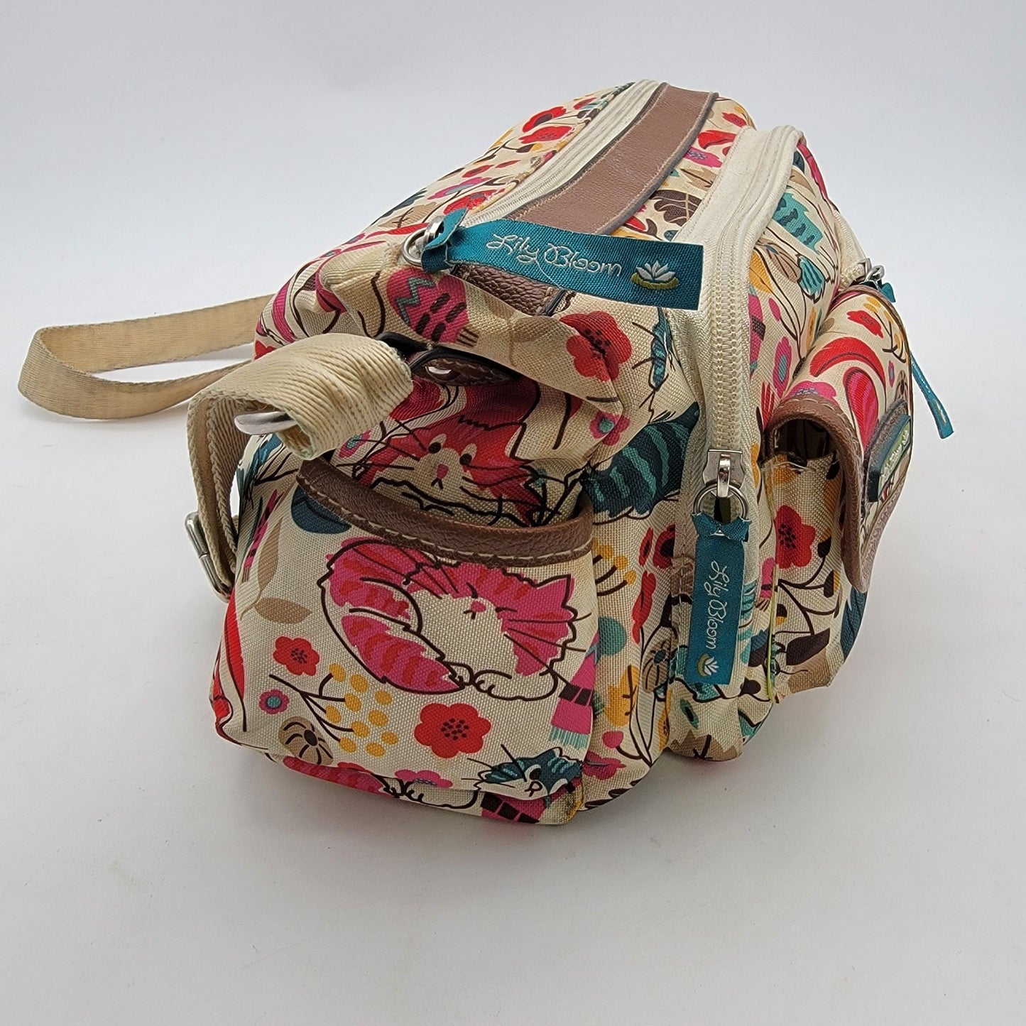 Lily Bloom Cat Print Organizer Crossbody Purse Adjustable Strap