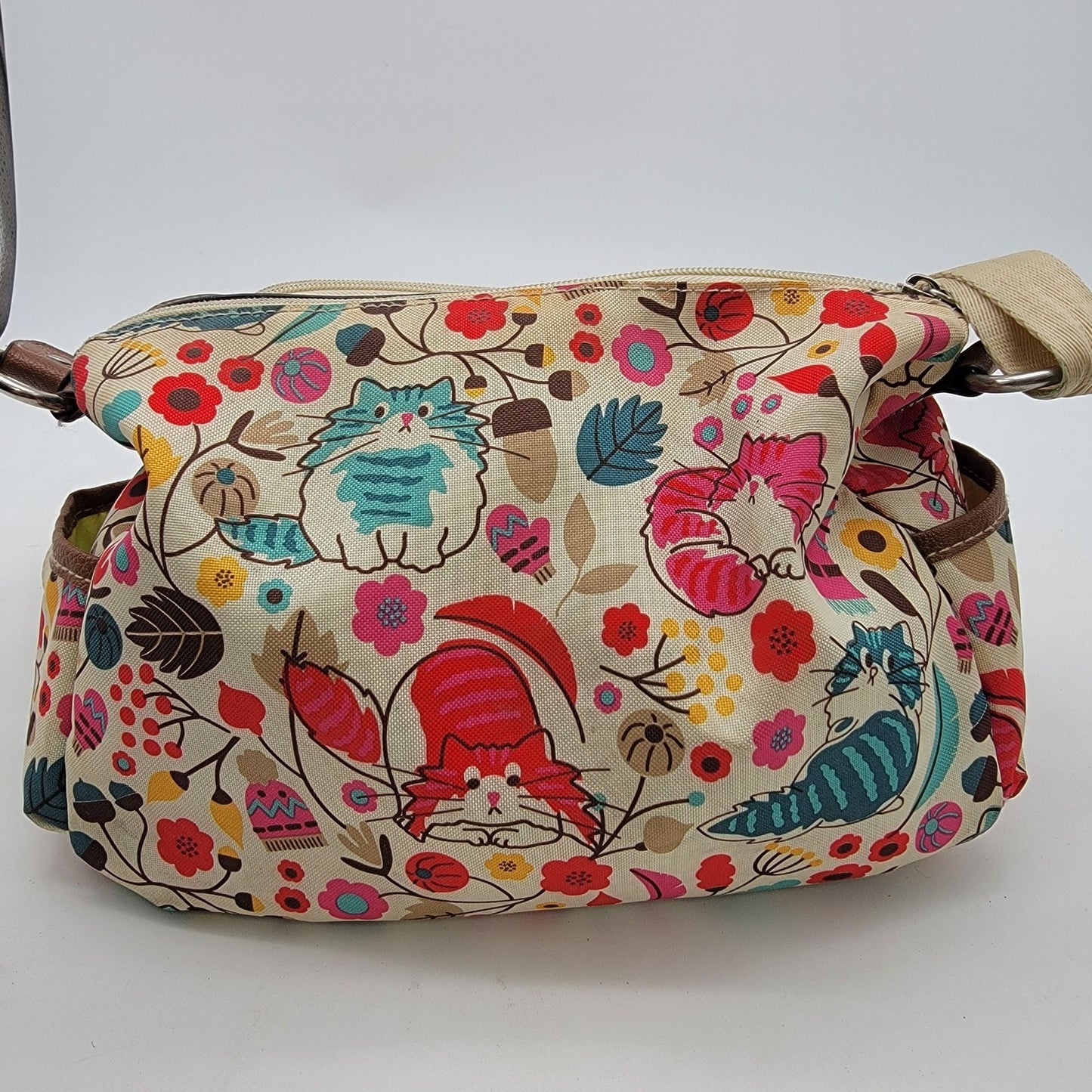 Lily Bloom Cat Print Organizer Crossbody Purse Adjustable Strap