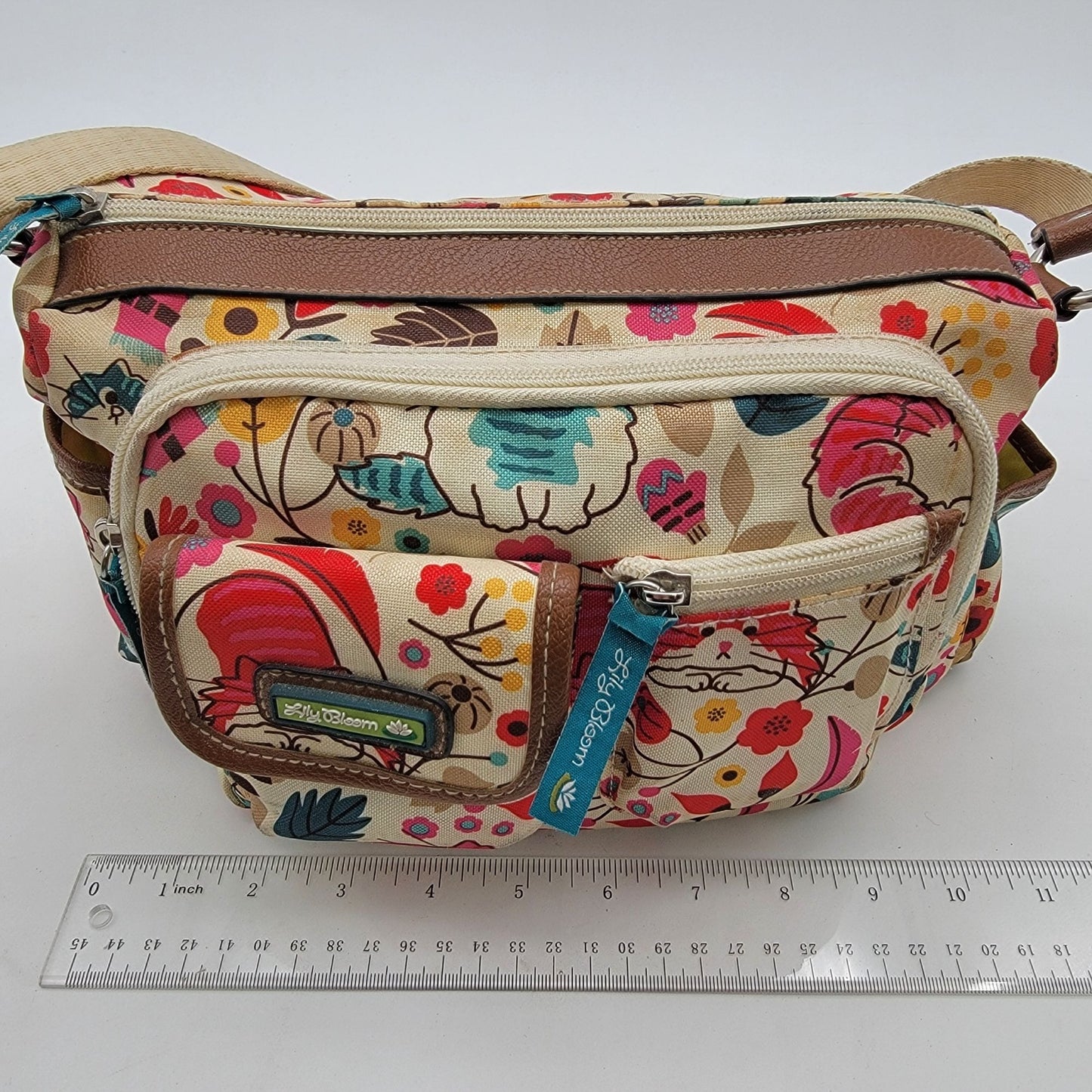 Lily Bloom Cat Print Organizer Crossbody Purse Adjustable Strap