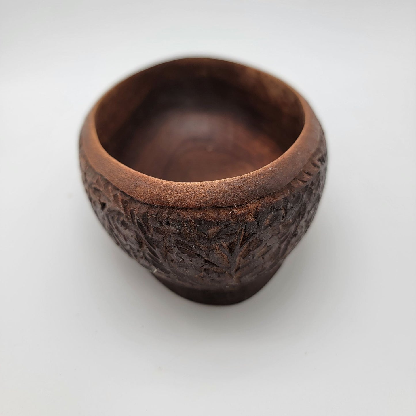 Handcrafted Carved Wooden Oval Bowl