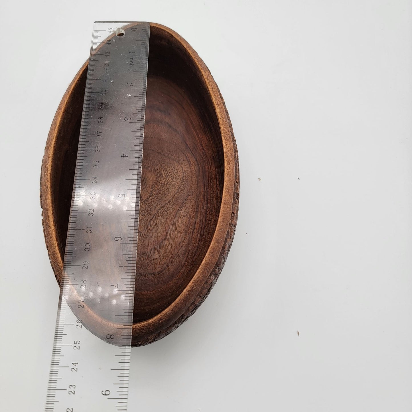 Handcrafted Carved Wooden Oval Bowl