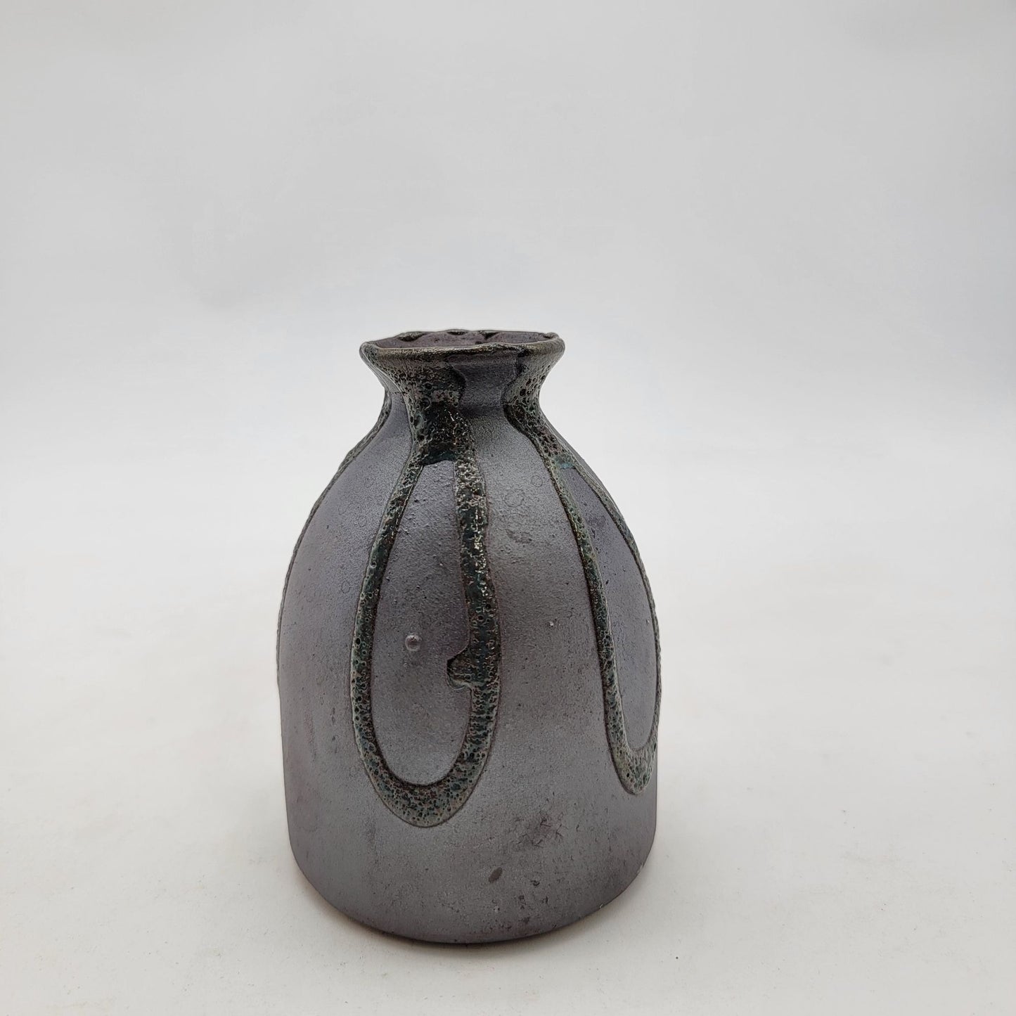 Vintage Handmade Raku Pottery Vase With Unique Textured Design