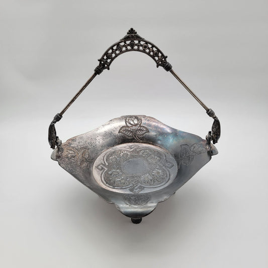 Antique James W. Tufts Quadruple Silver Plated Brides Basket