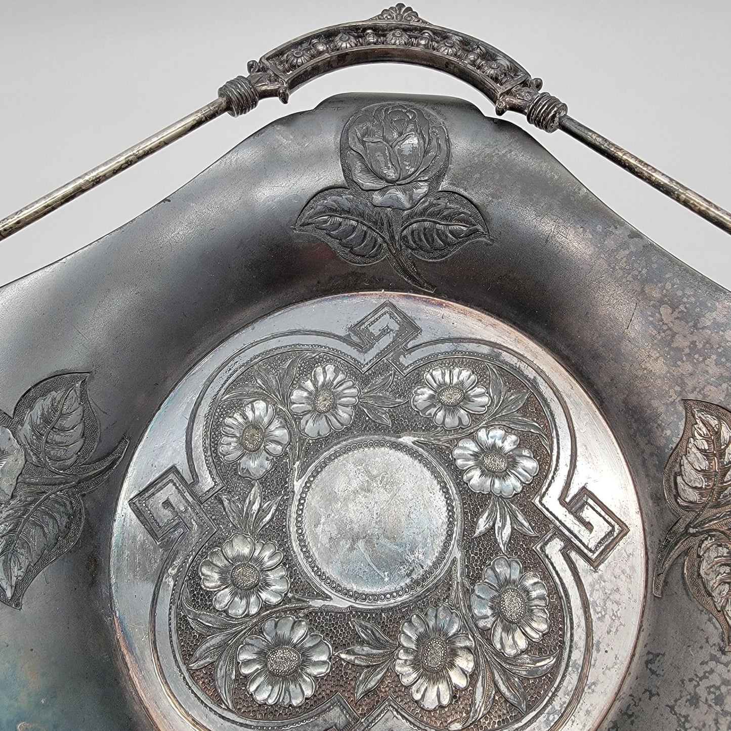 Antique James W. Tufts Quadruple Silver Plated Brides Basket