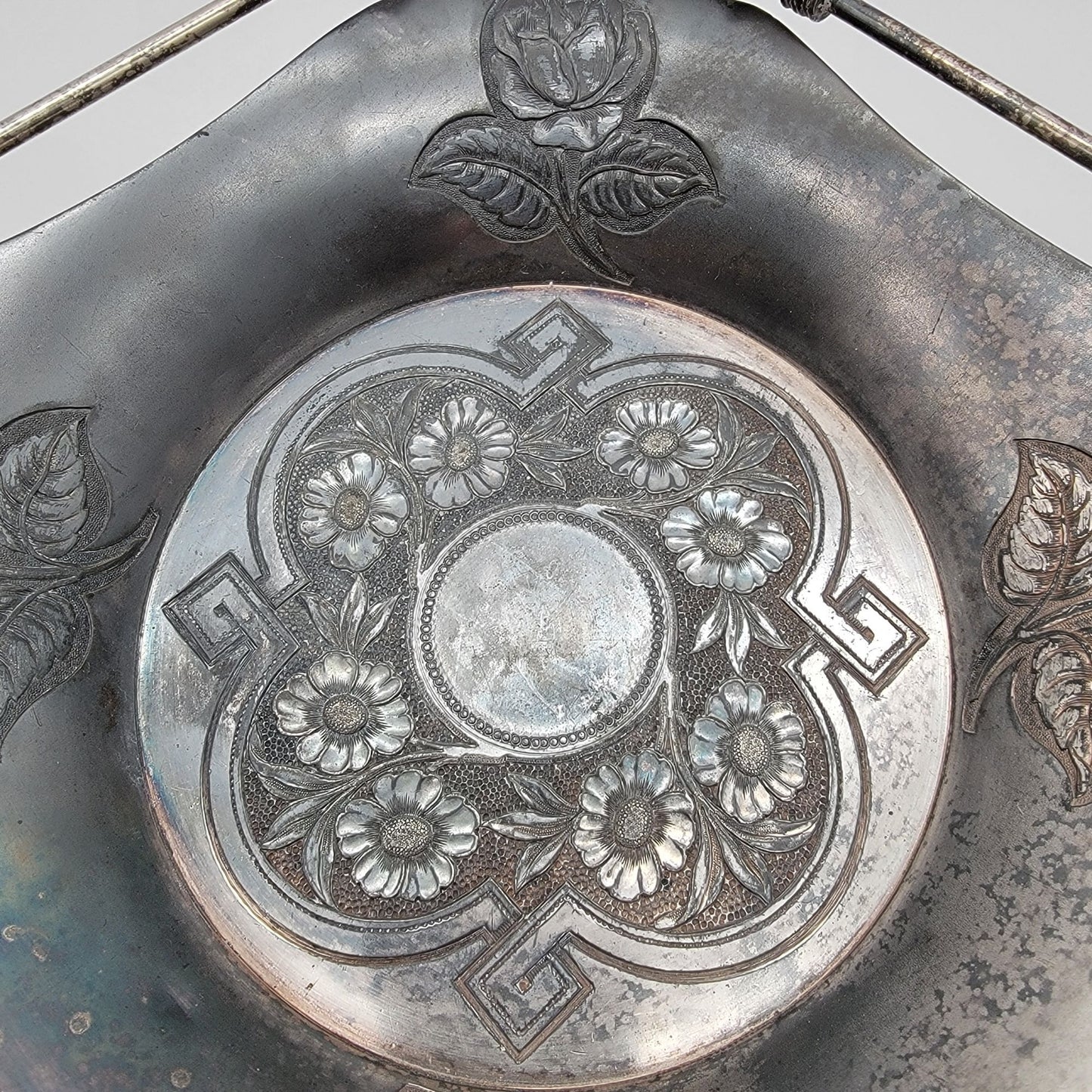 Antique James W. Tufts Quadruple Silver Plated Brides Basket
