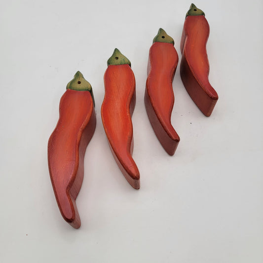 Vintage Wooden Chili Peppers Carrots Beads for Garland