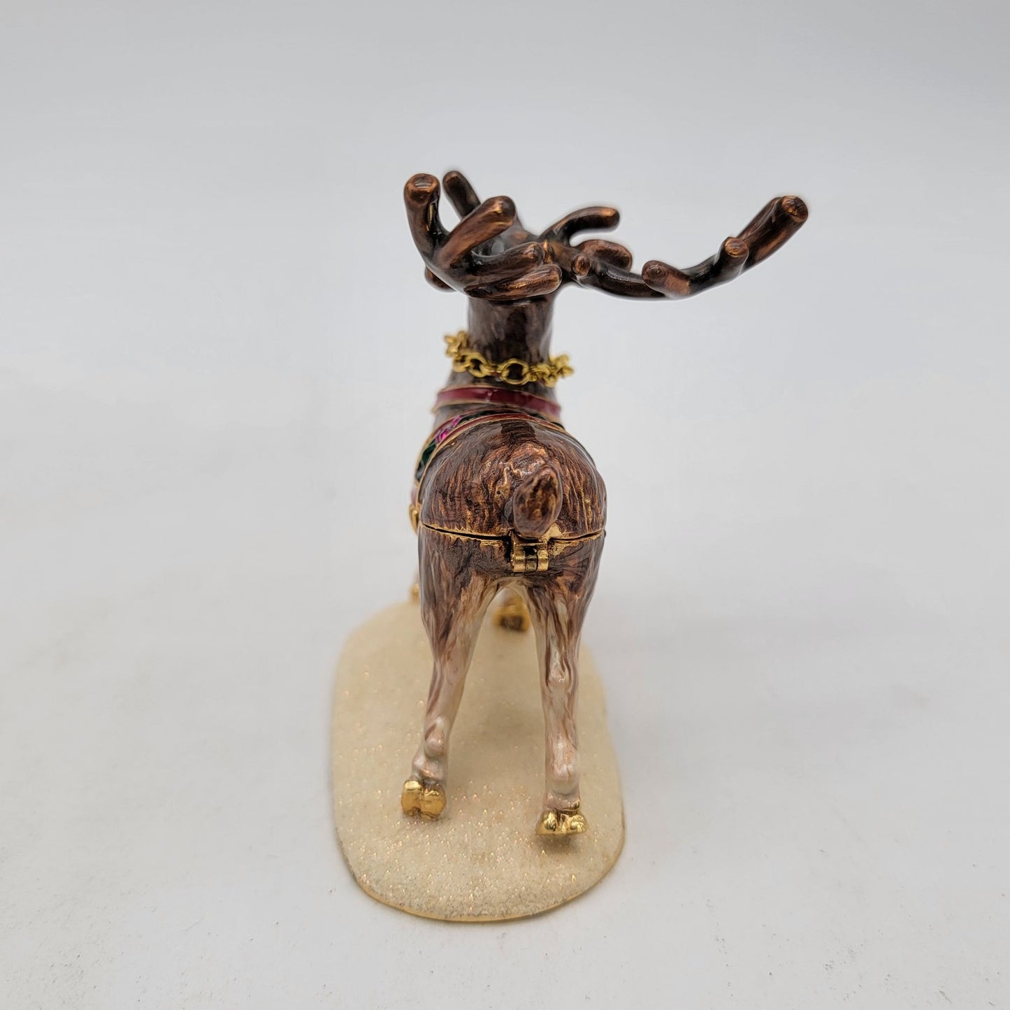 Objet D'Art  "Prancer" Christmas Reindeer Jeweled Enameled Trinket Box Release #190