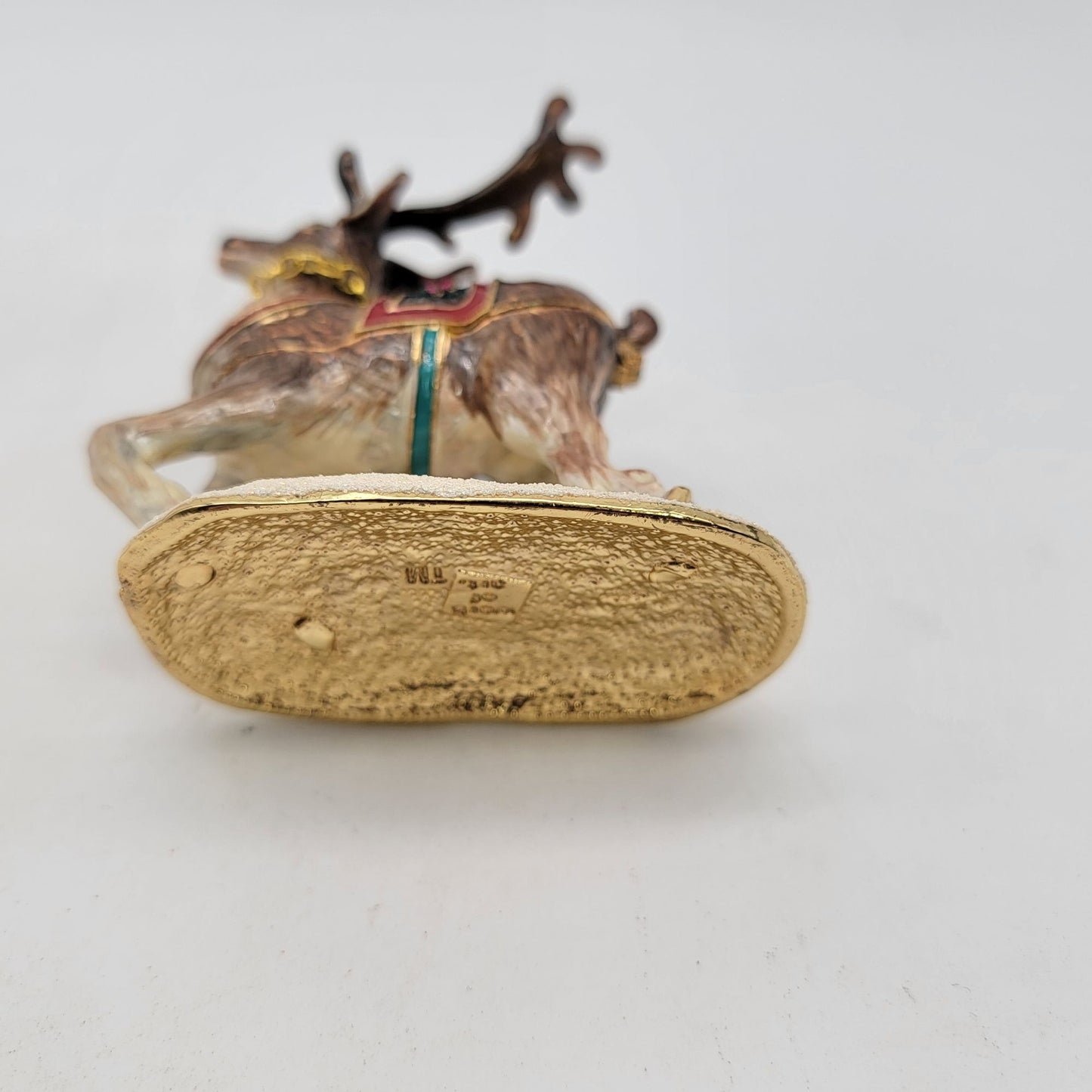 Objet D'Art  "Prancer" Christmas Reindeer Jeweled Enameled Trinket Box Release #190