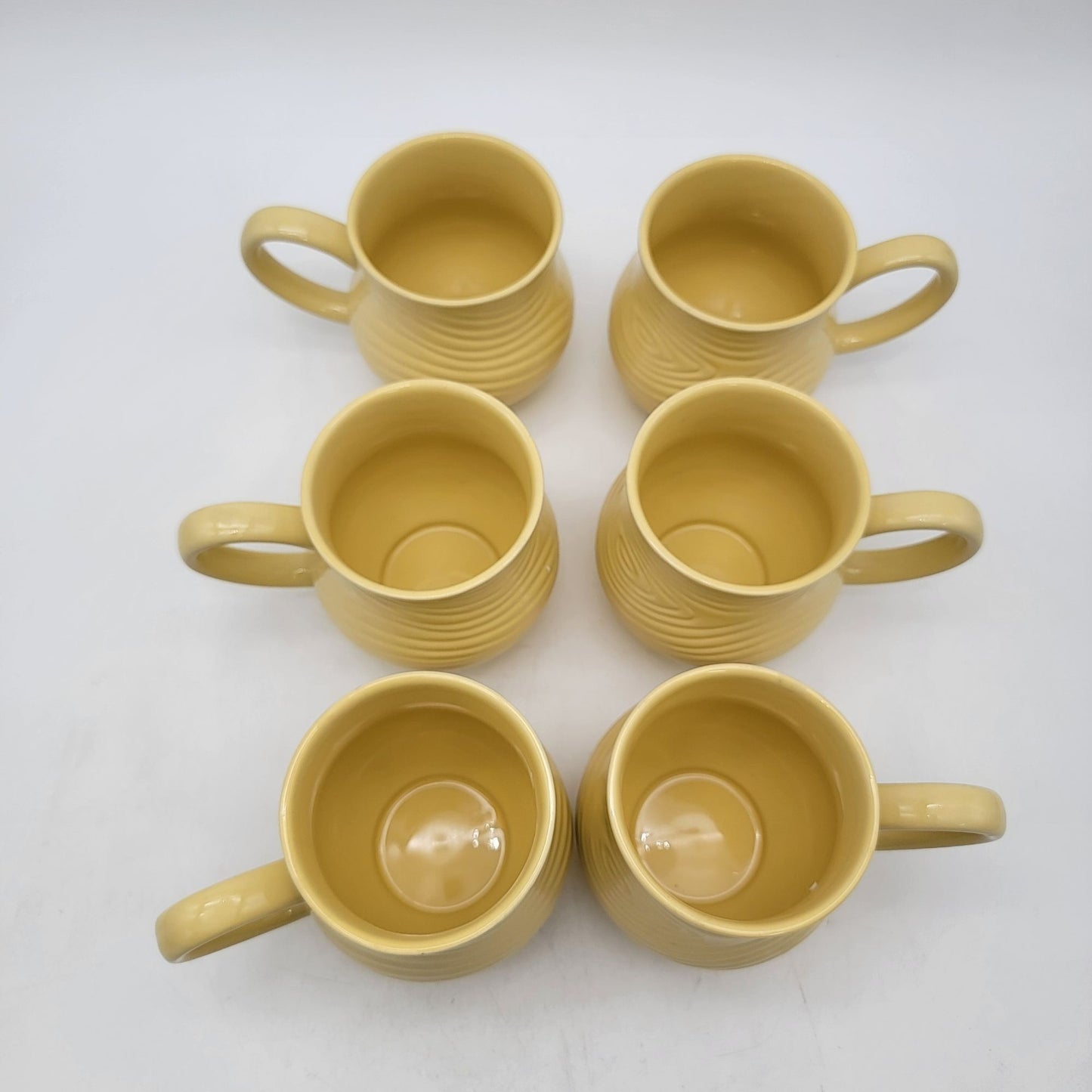 Temp-Tations Woodland Yellow Swirl Set Of 6 Ceramic Mugs 14 Oz