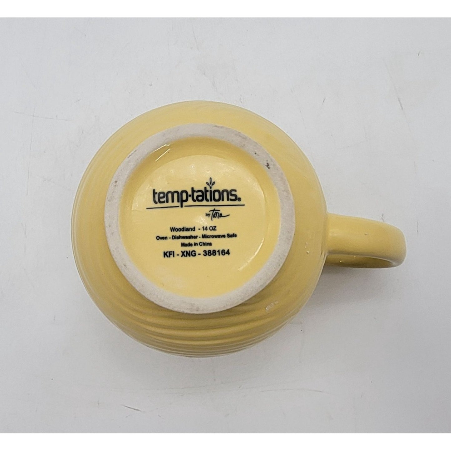 Temp-Tations Woodland Yellow Swirl Set Of 6 Ceramic Mugs 14 Oz
