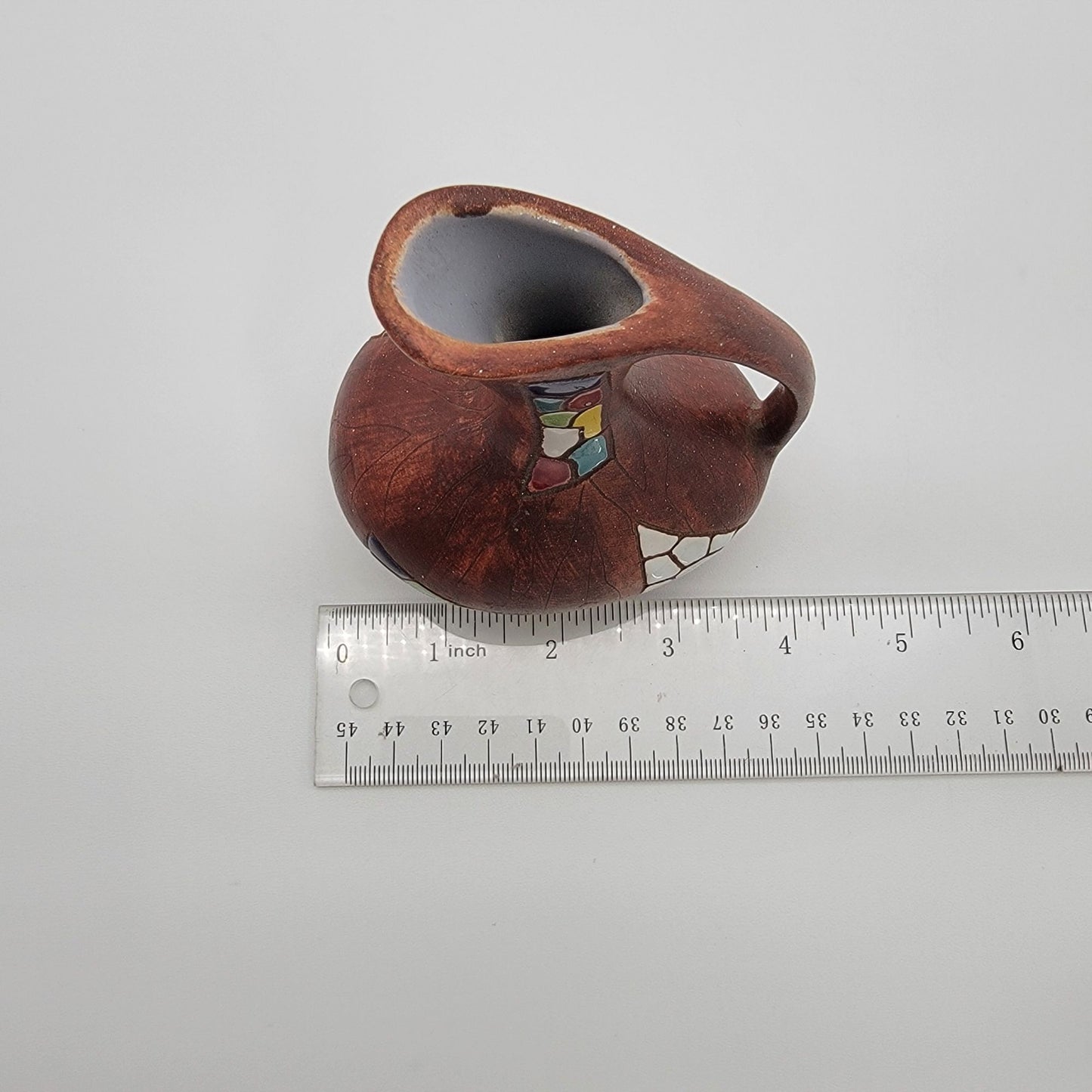 Vintage MCM Keramos Made in Israel Judaica Pottery Mosaic Ewer Pitcher