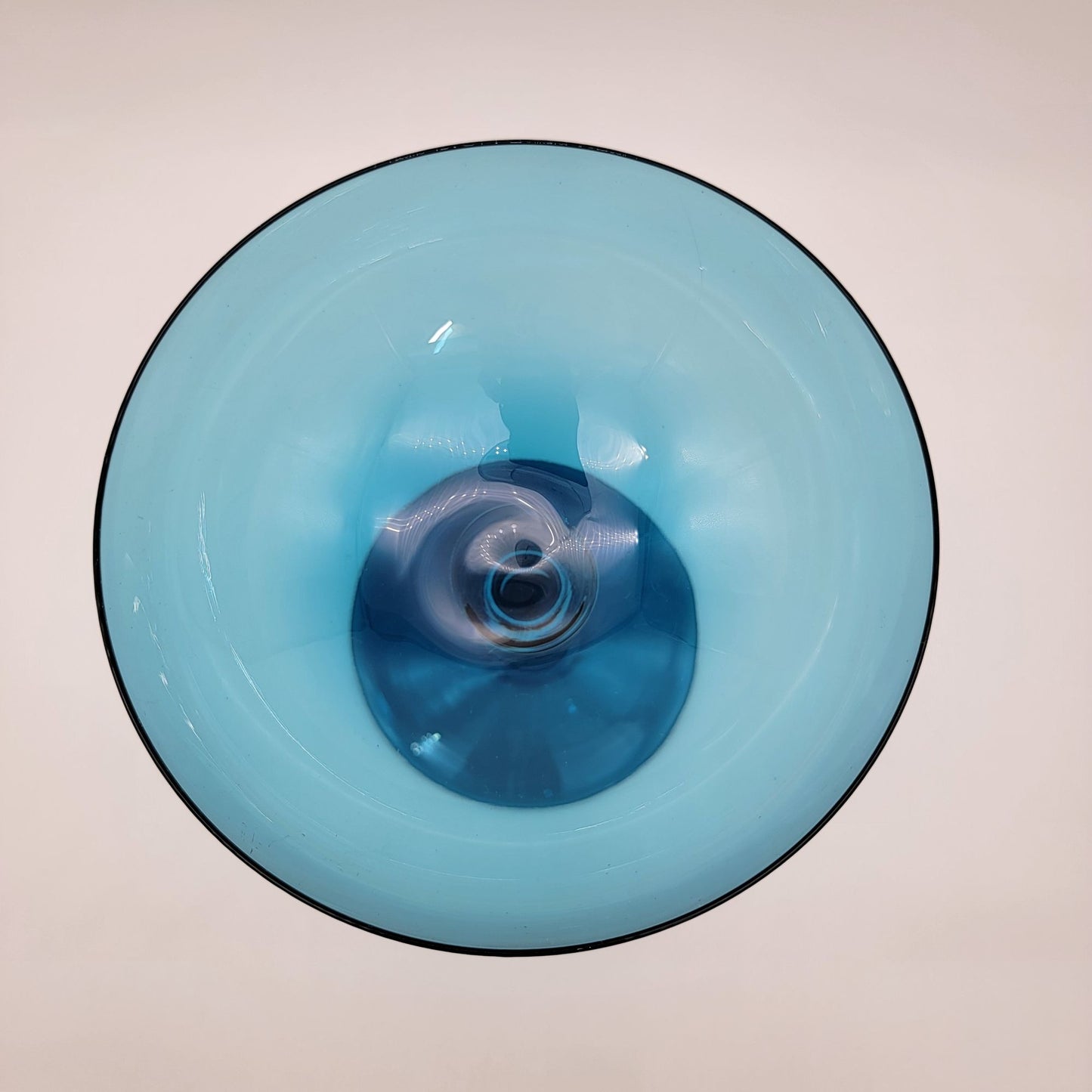 Vintage Mid Century Venetian Art Glass Blue Compote