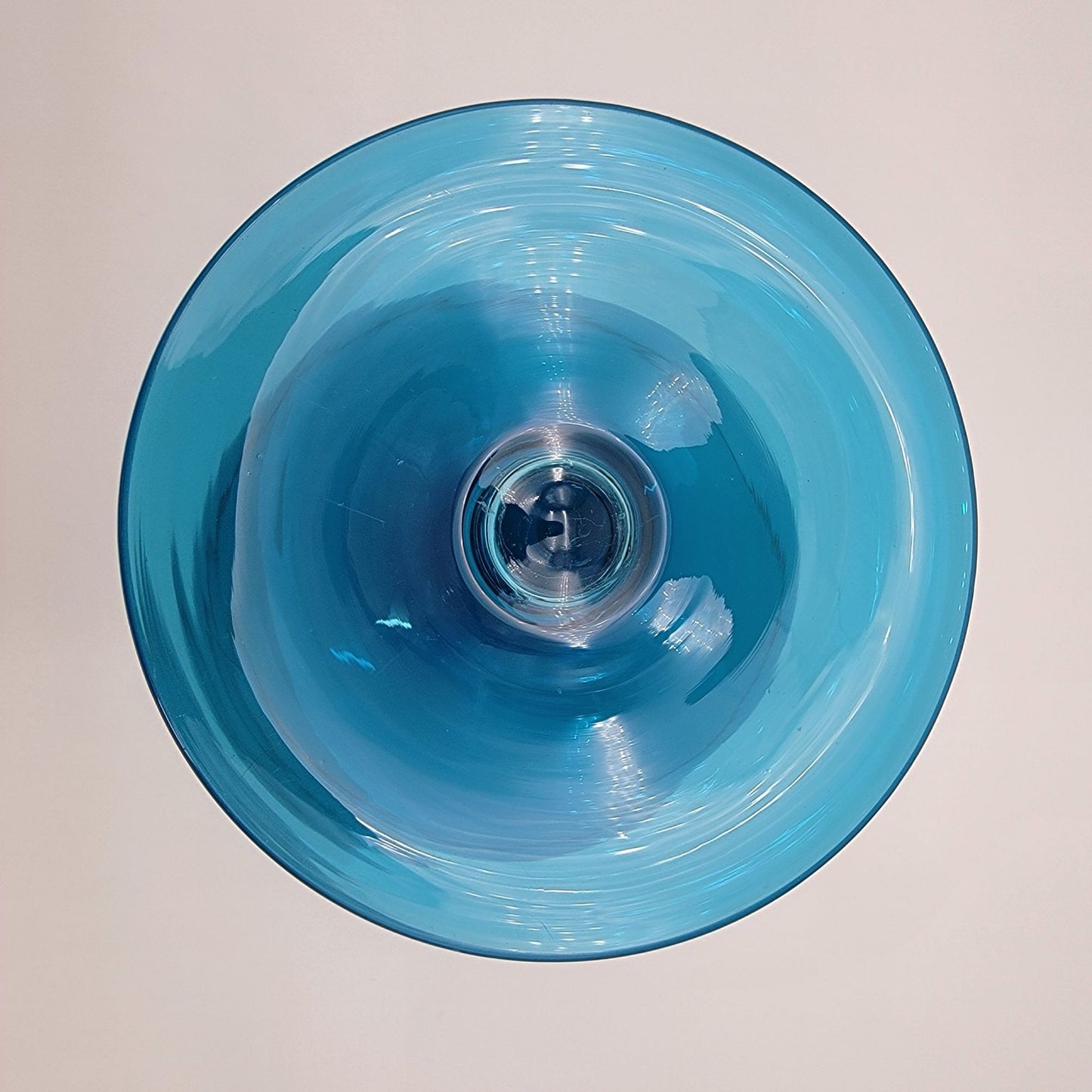 Vintage Mid Century Venetian Art Glass Blue Compote