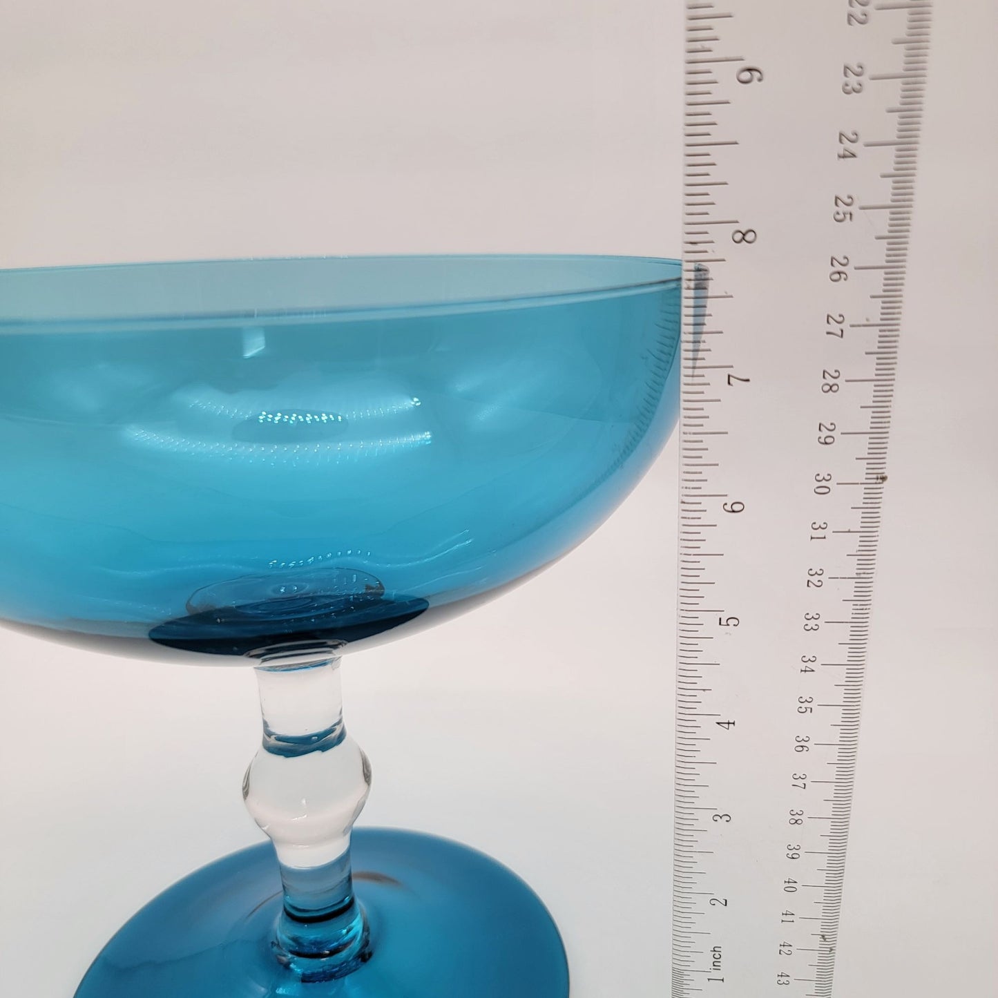 Vintage Mid Century Venetian Art Glass Blue Compote