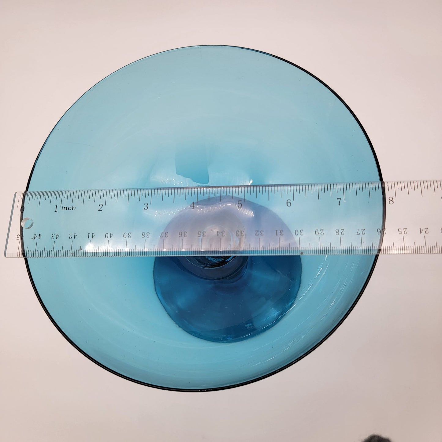 Vintage Mid Century Venetian Art Glass Blue Compote