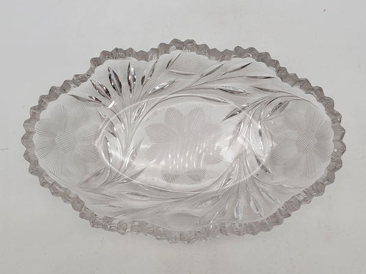 Antique American Brilliant Cut Glass Relish Dish