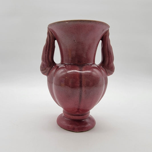 Vintage 1940's Burgundy Niloak Double-Handled Winged Victory Pottery Vase