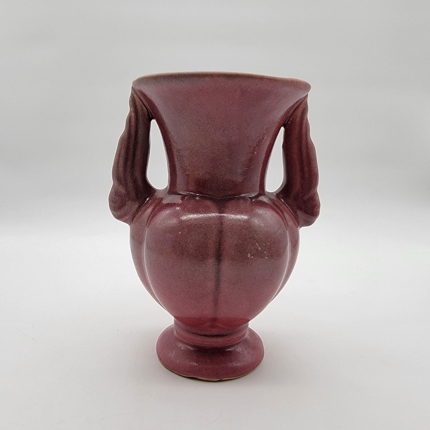 Vintage 1940's Burgundy Niloak Double-Handled Winged Victory Pottery Vase