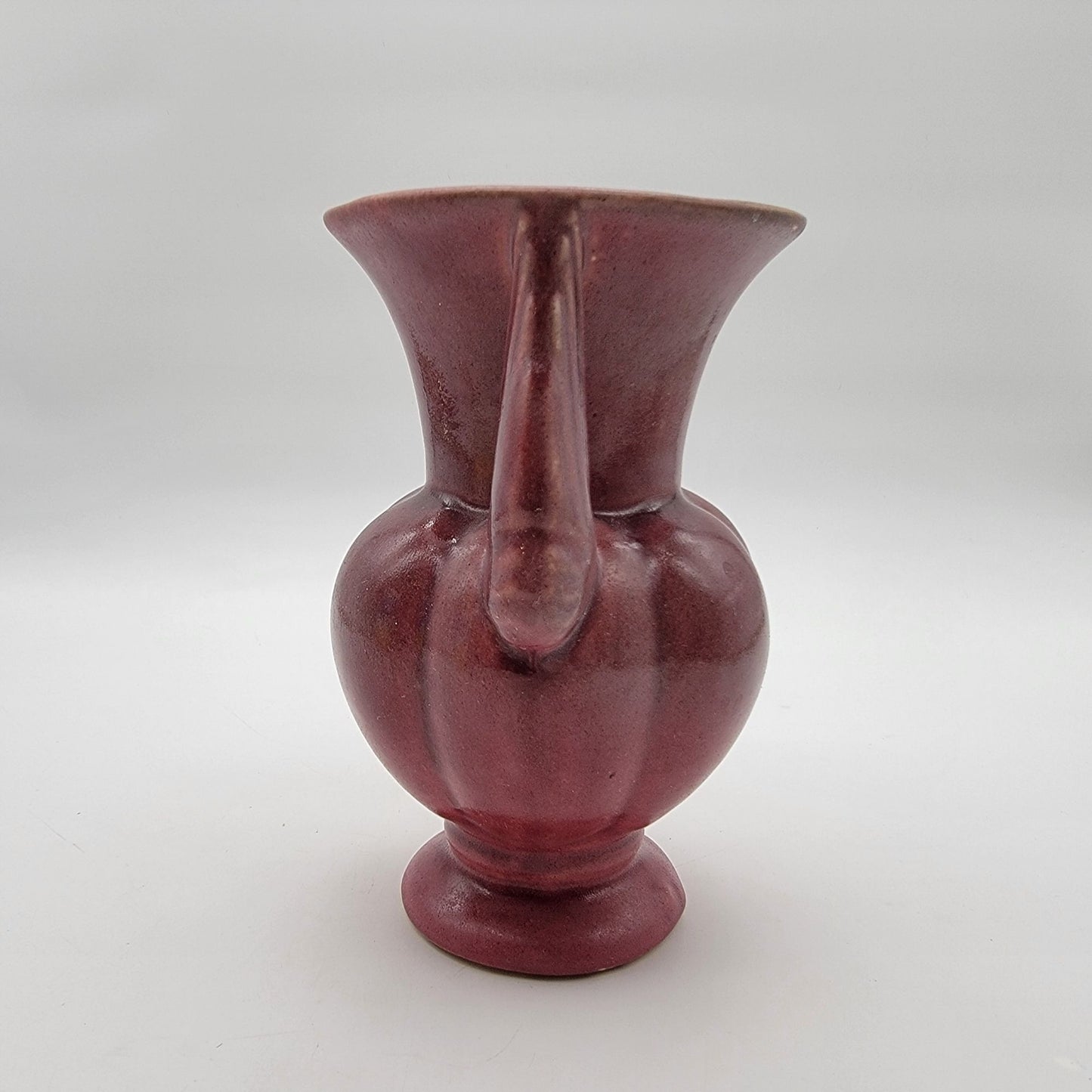 Vintage 1940's Burgundy Niloak Double-Handled Winged Victory Pottery Vase