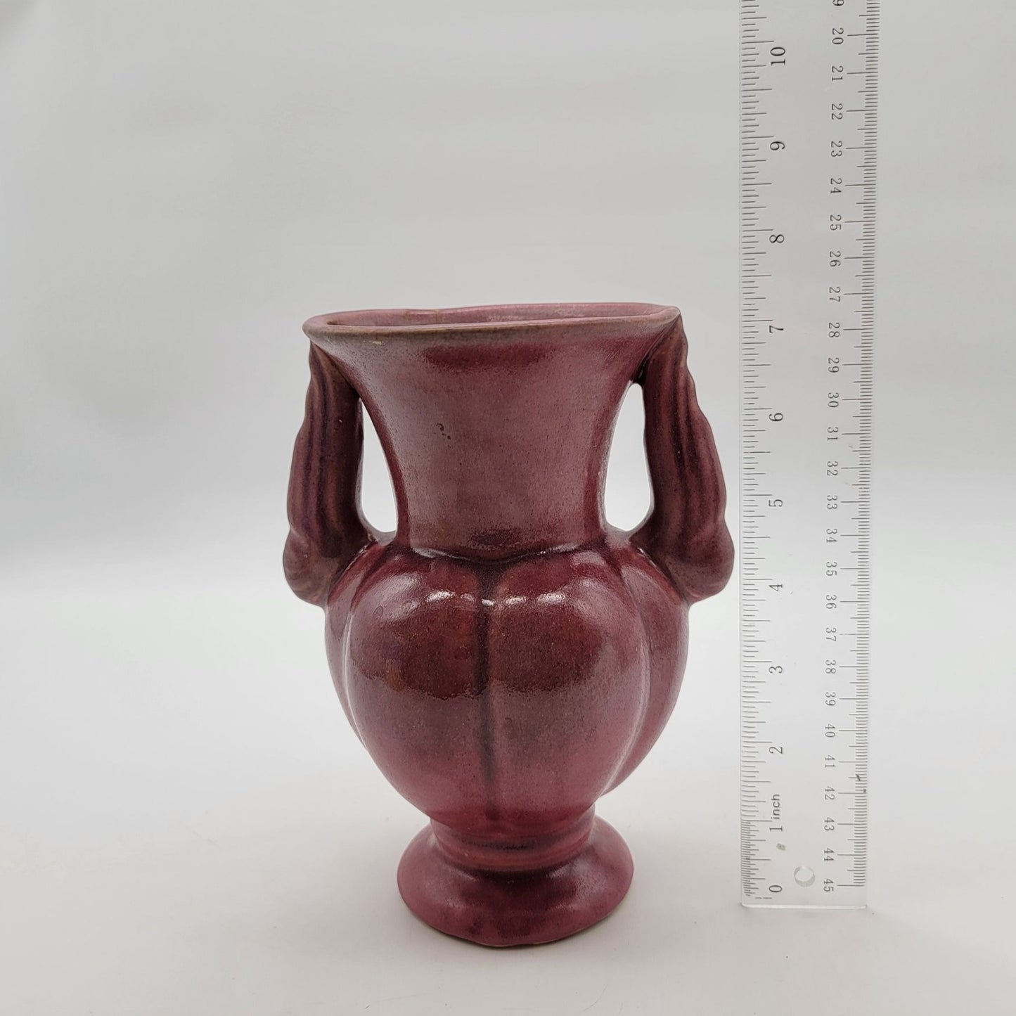 Vintage 1940's Burgundy Niloak Double-Handled Winged Victory Pottery Vase