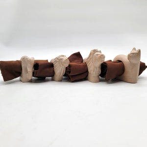 Vintage Carved Soapstone Animal Napkin Rings Set Of 4