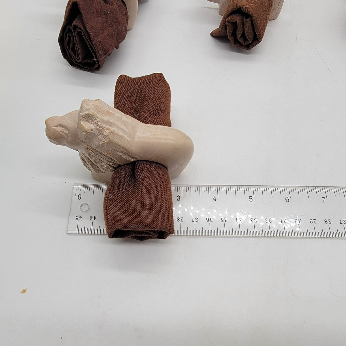 Vintage Carved Soapstone Animal Napkin Rings Set Of 4