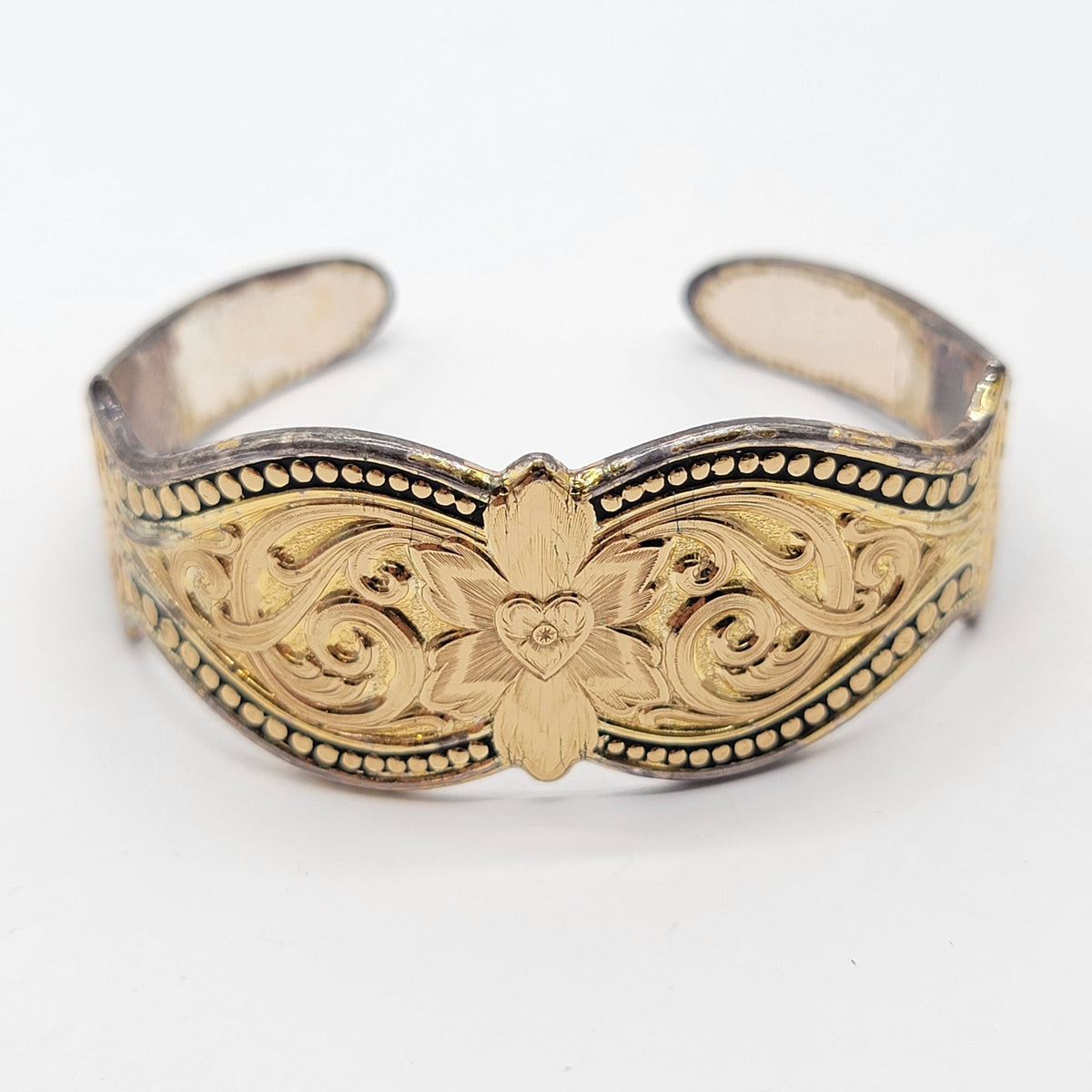 Vintage Two Tone Montana Silversmiths Western Cuff Bracelet