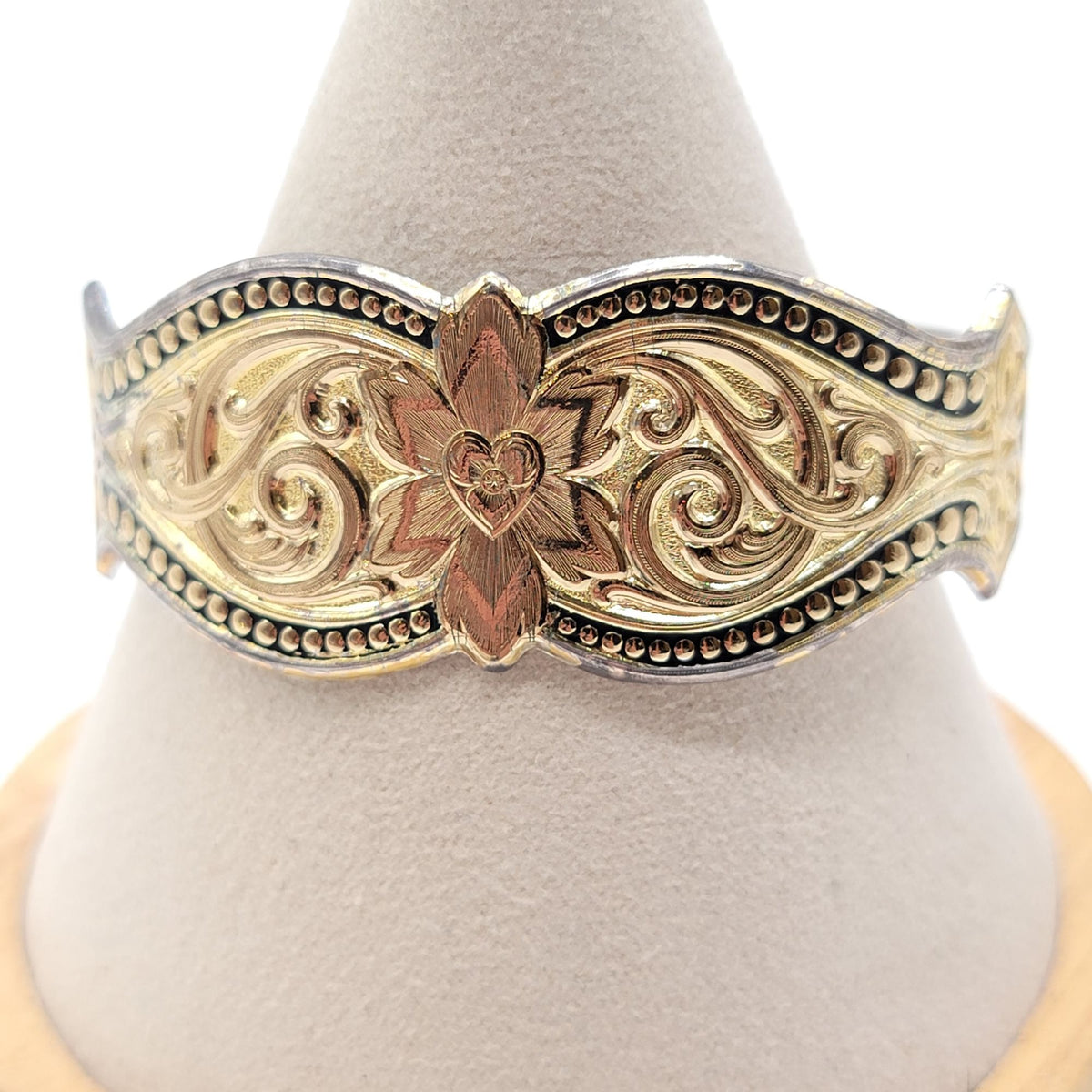 Vintage Two Tone Montana Silversmiths Western Cuff Bracelet