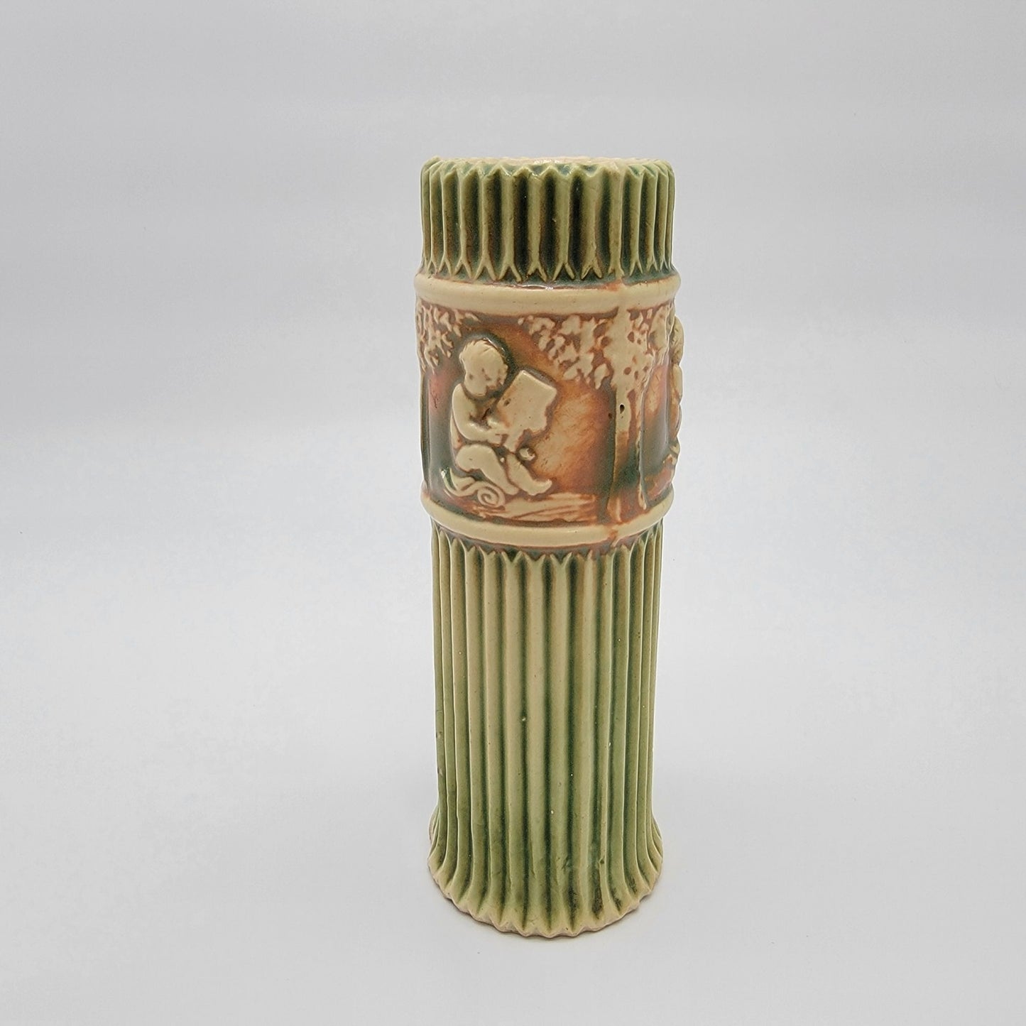 Antique 1916 Roseville Donatello Art Pottery Cherub Vase 109-12